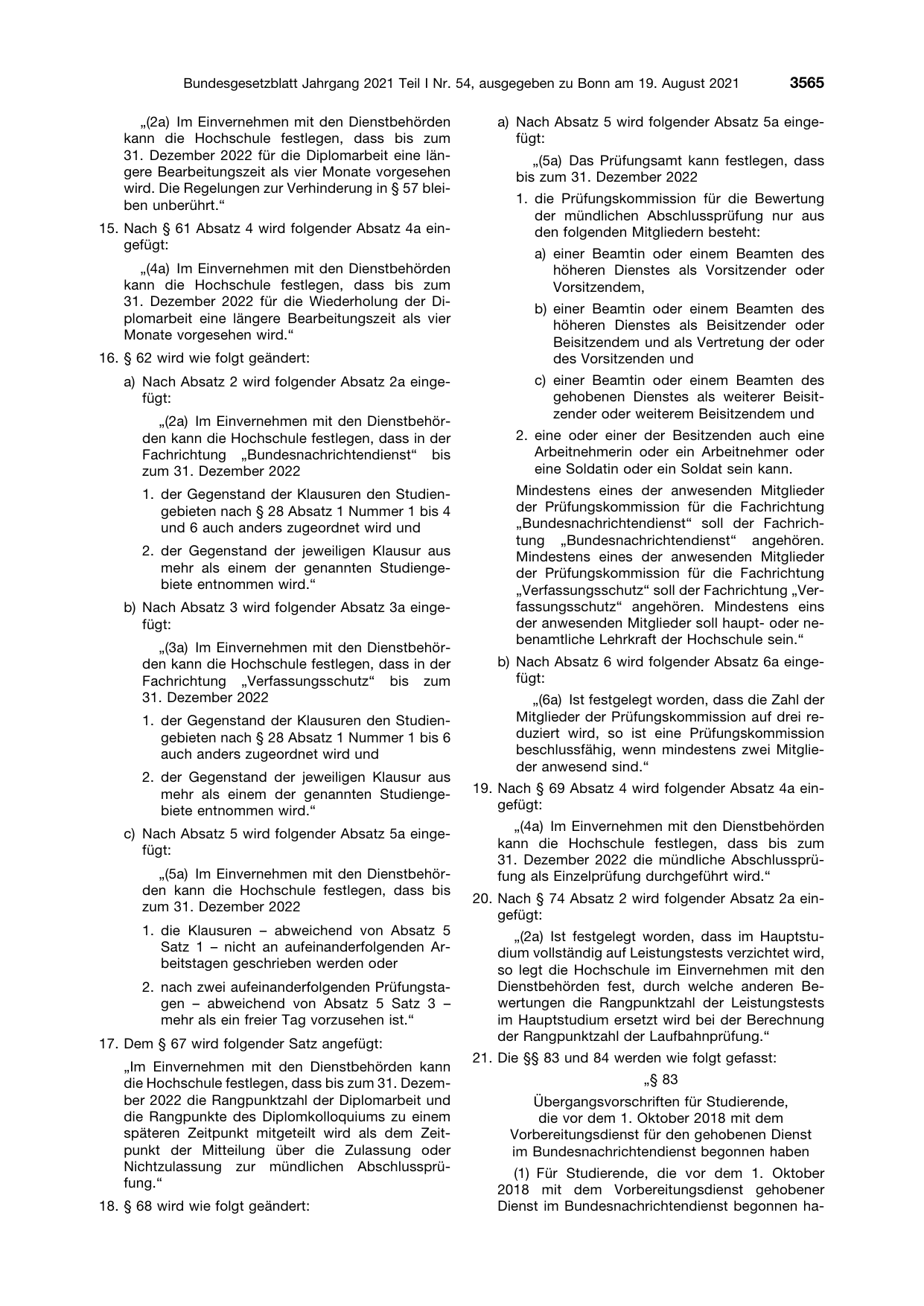 BGBl. 2021, Seite 3565 — Originalseite als Abbildung