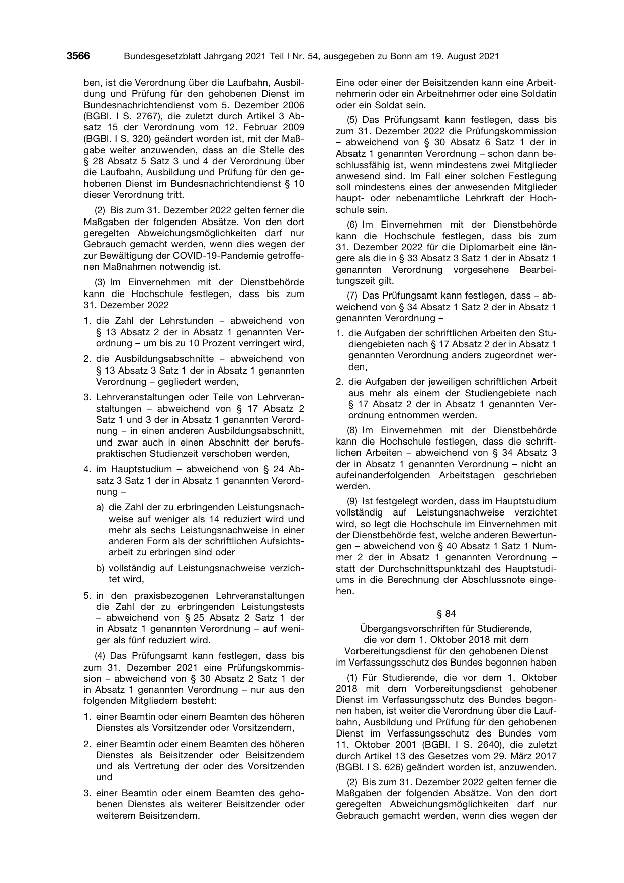 BGBl. 2021, Seite 3566 — Originalseite als Abbildung