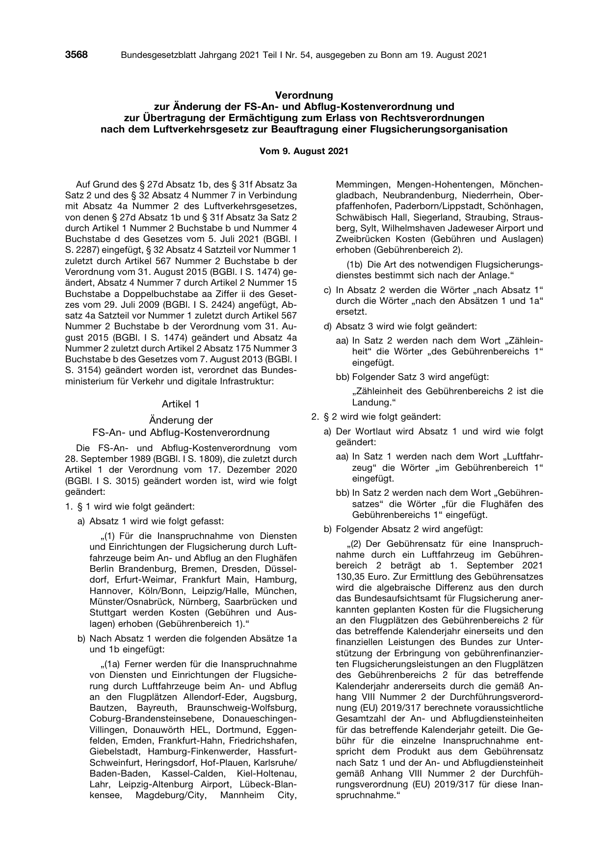 BGBl. 2021, Seite 3568 — Originalseite als Abbildung