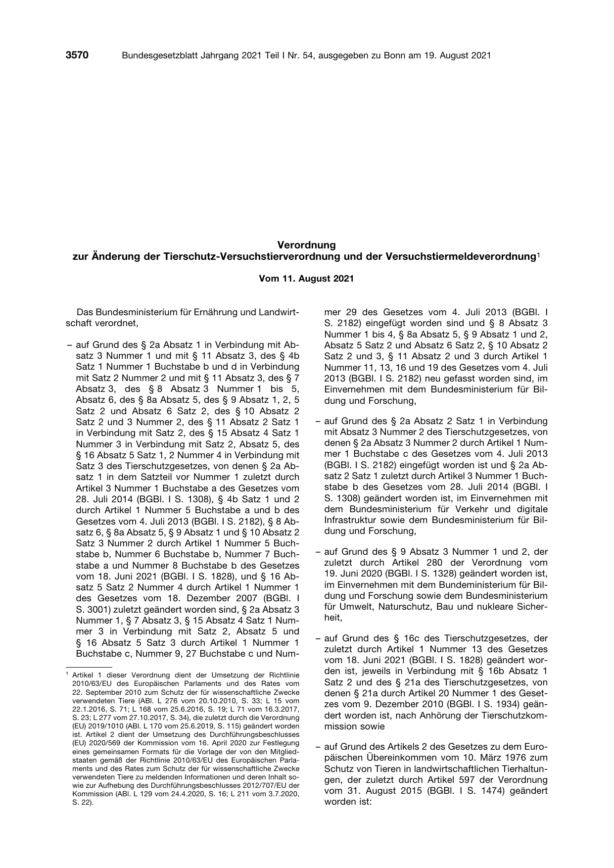 BGBl. 2021, Seite 3570 — Originalseite als Abbildung