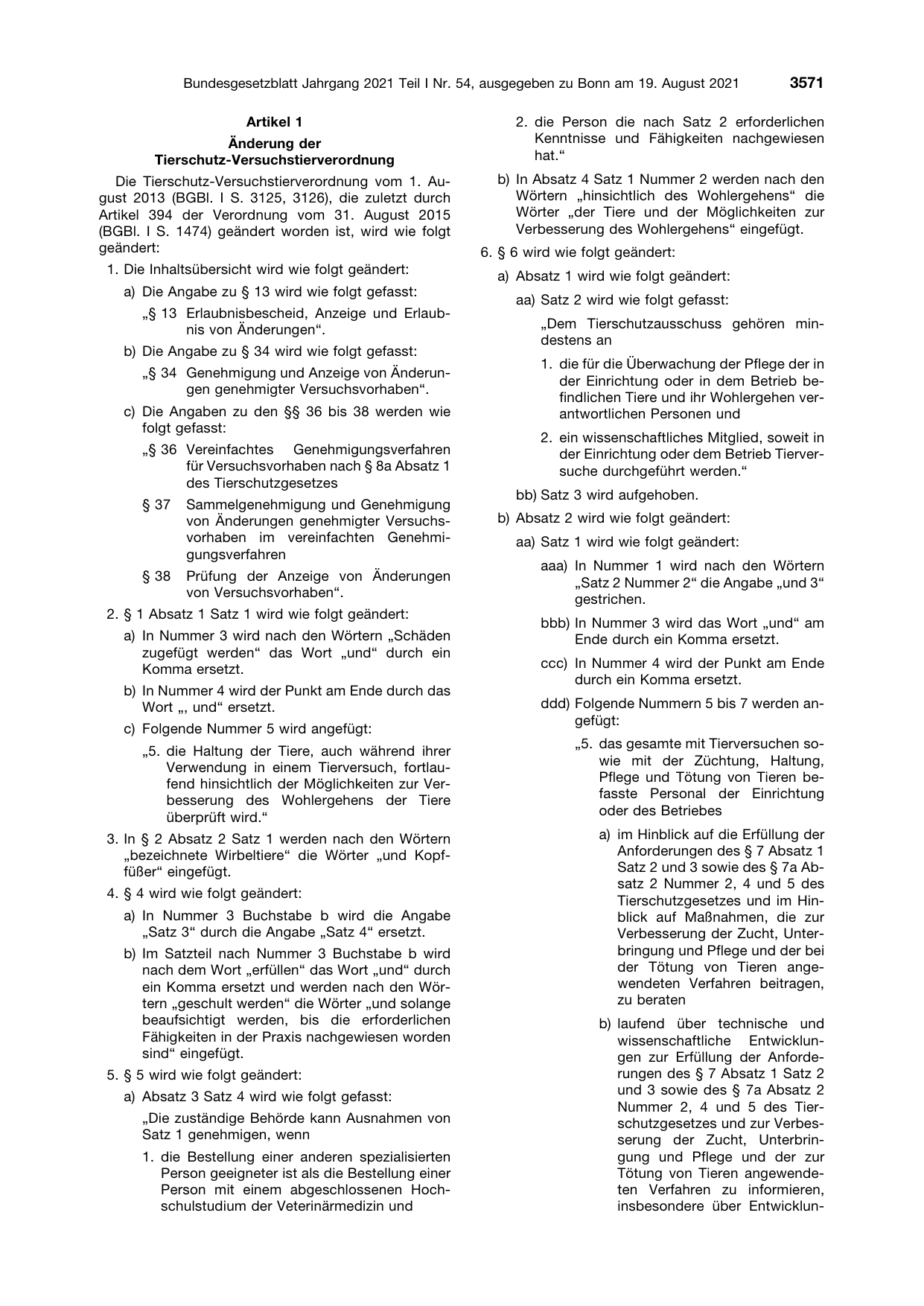 BGBl. 2021, Seite 3571 — Originalseite als Abbildung