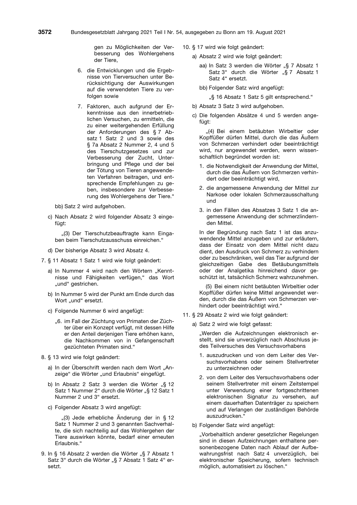 BGBl. 2021, Seite 3572 — Originalseite als Abbildung