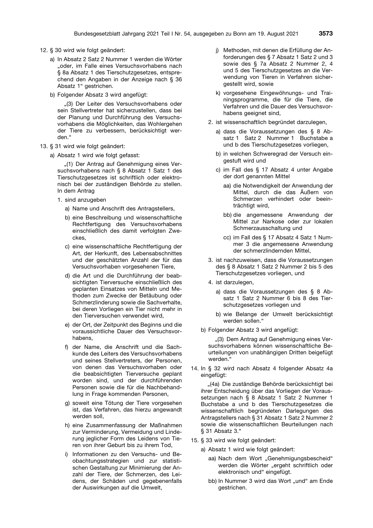 BGBl. 2021, Seite 3573 — Originalseite als Abbildung