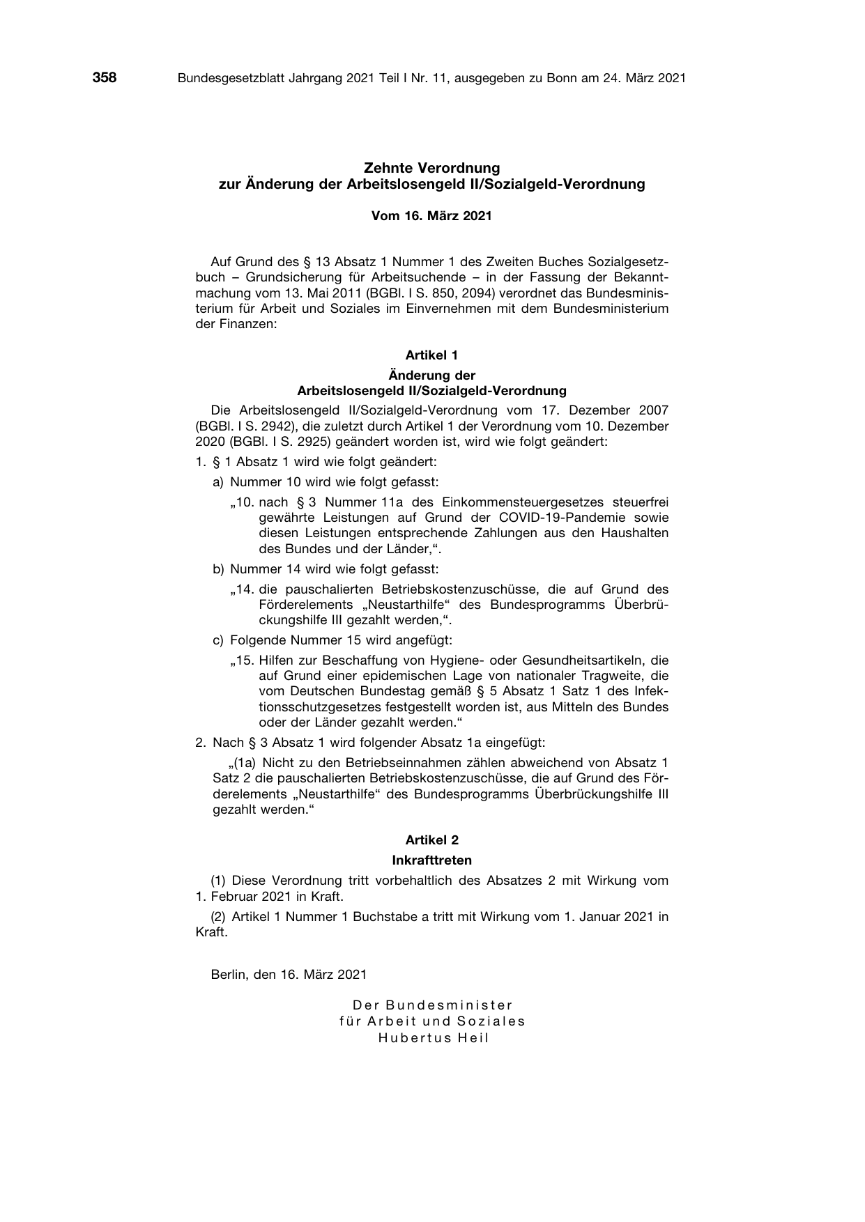 BGBl. 2021, Seite 358 — Originalseite als Abbildung
