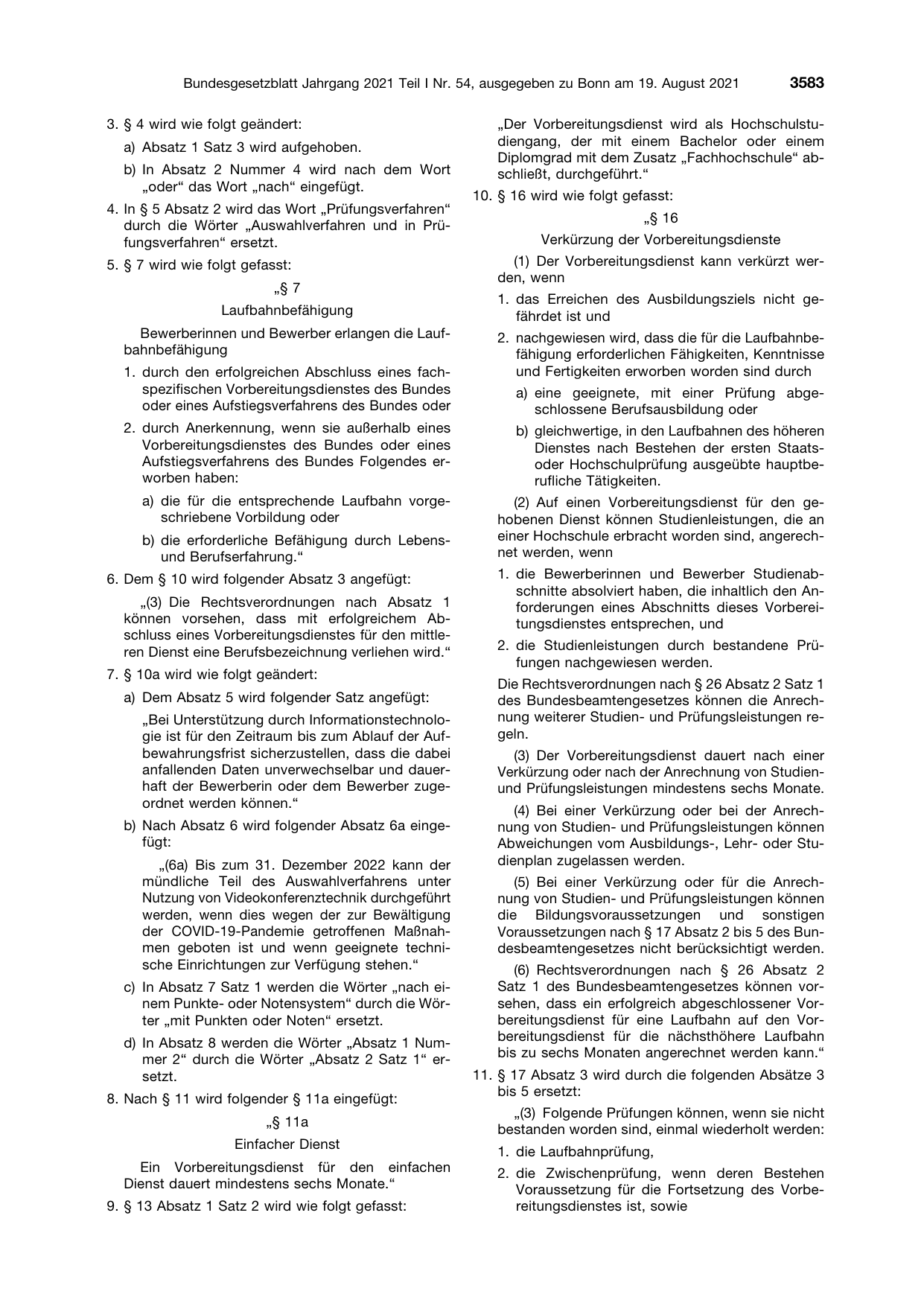 BGBl. 2021, Seite 3583 — Originalseite als Abbildung