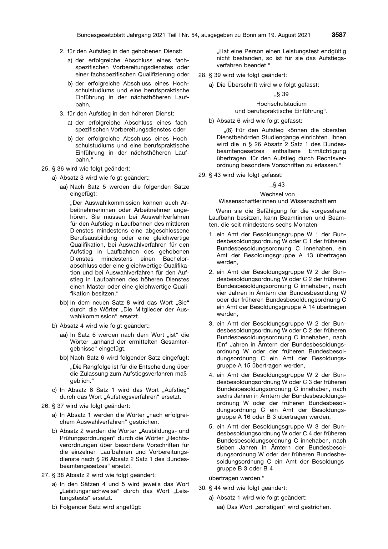 BGBl. 2021, Seite 3587 — Originalseite als Abbildung