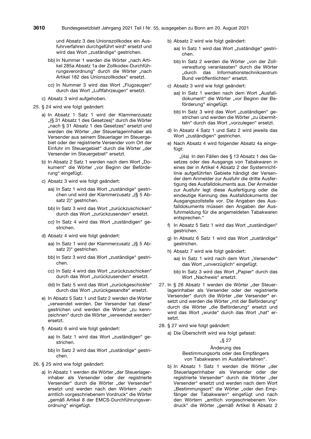 BGBl. 2021, Seite 3610 — Originalseite als Abbildung