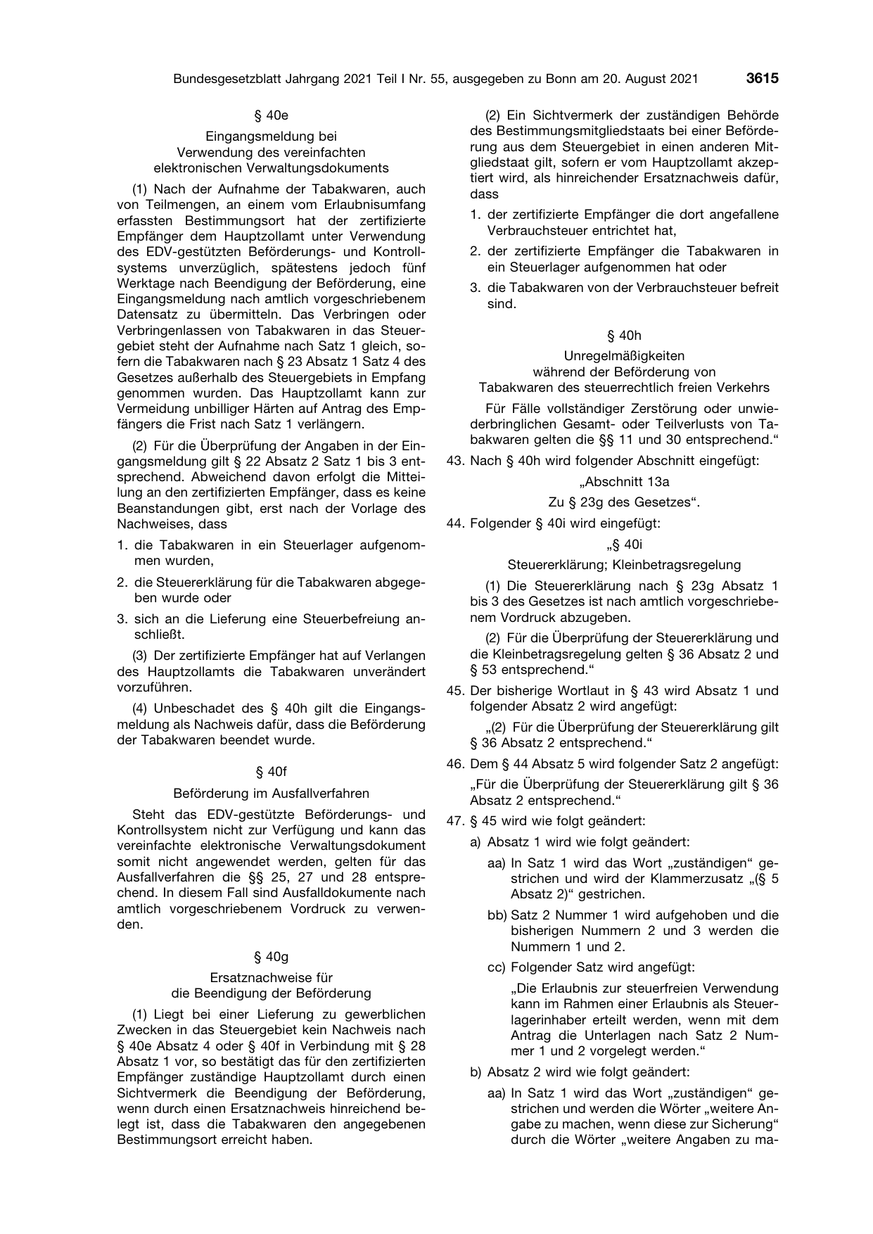 BGBl. 2021, Seite 3615 — Originalseite als Abbildung