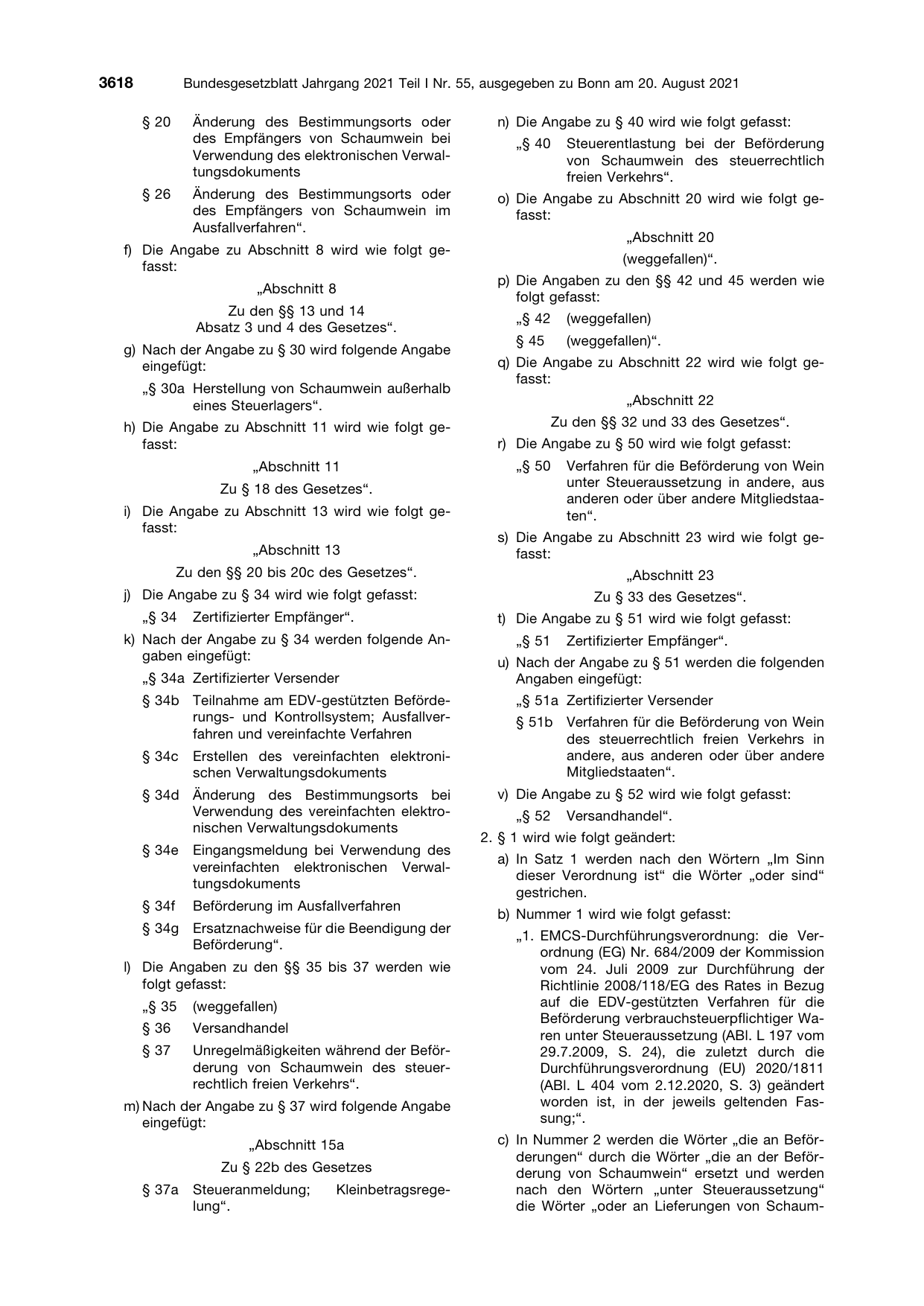 BGBl. 2021, Seite 3618 — Originalseite als Abbildung