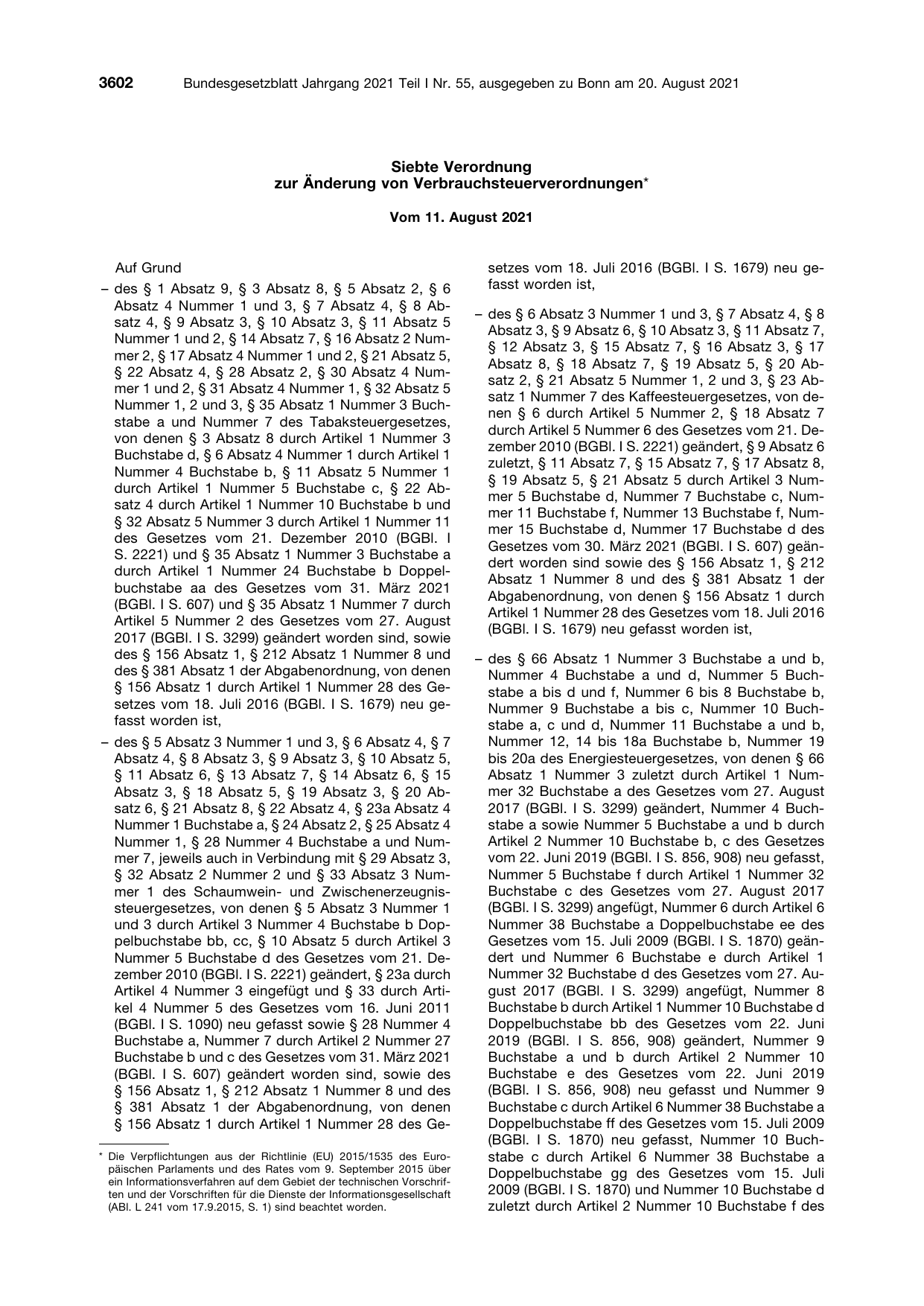 BGBl. 2021, Seite 3602 — Originalseite als Abbildung