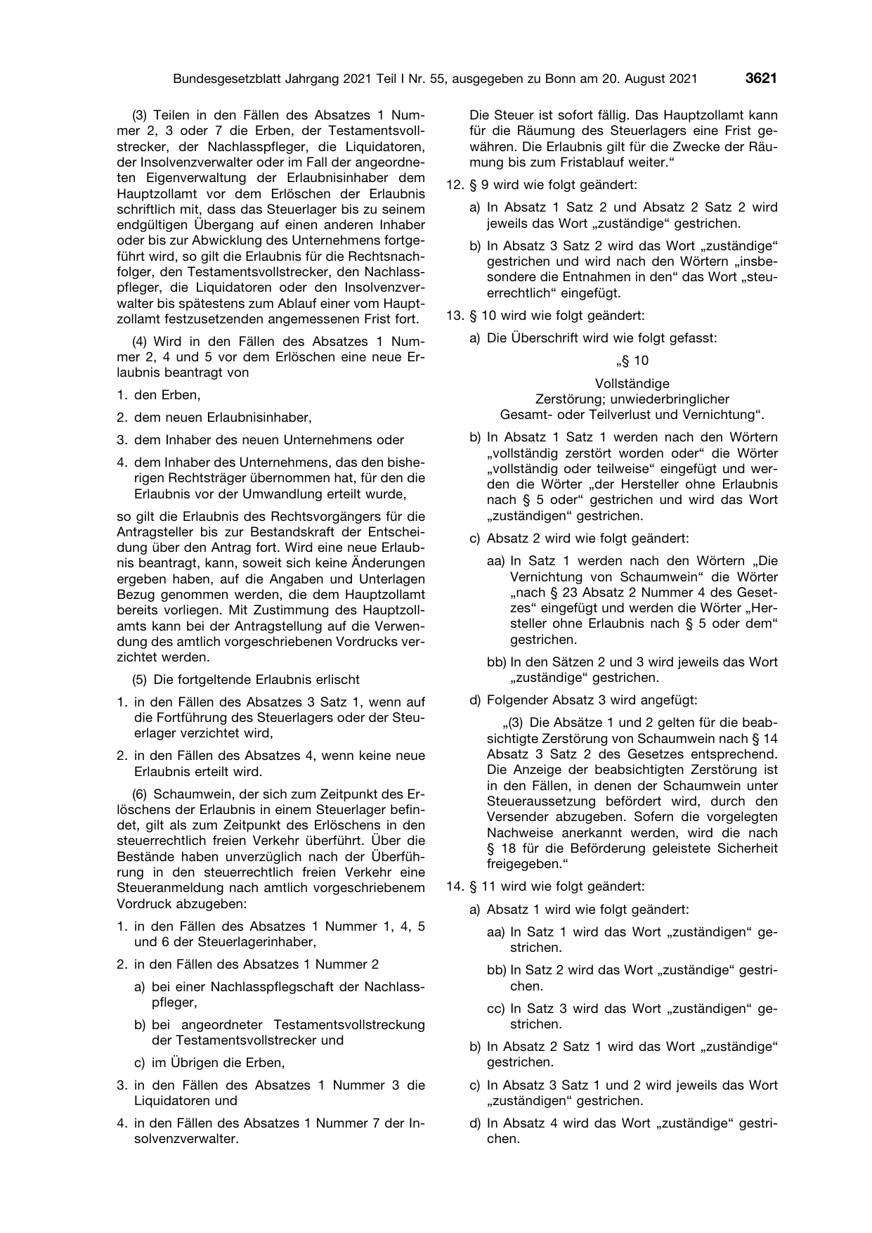BGBl. 2021, Seite 3621 — Originalseite als Abbildung