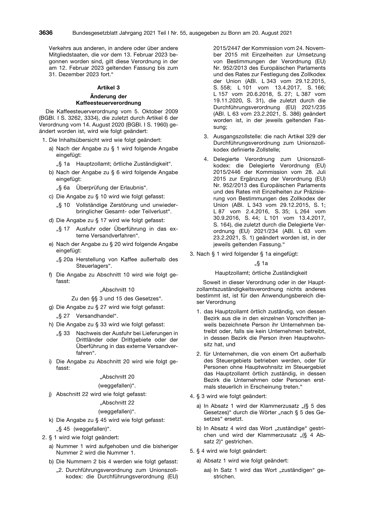 BGBl. 2021, Seite 3636 — Originalseite als Abbildung