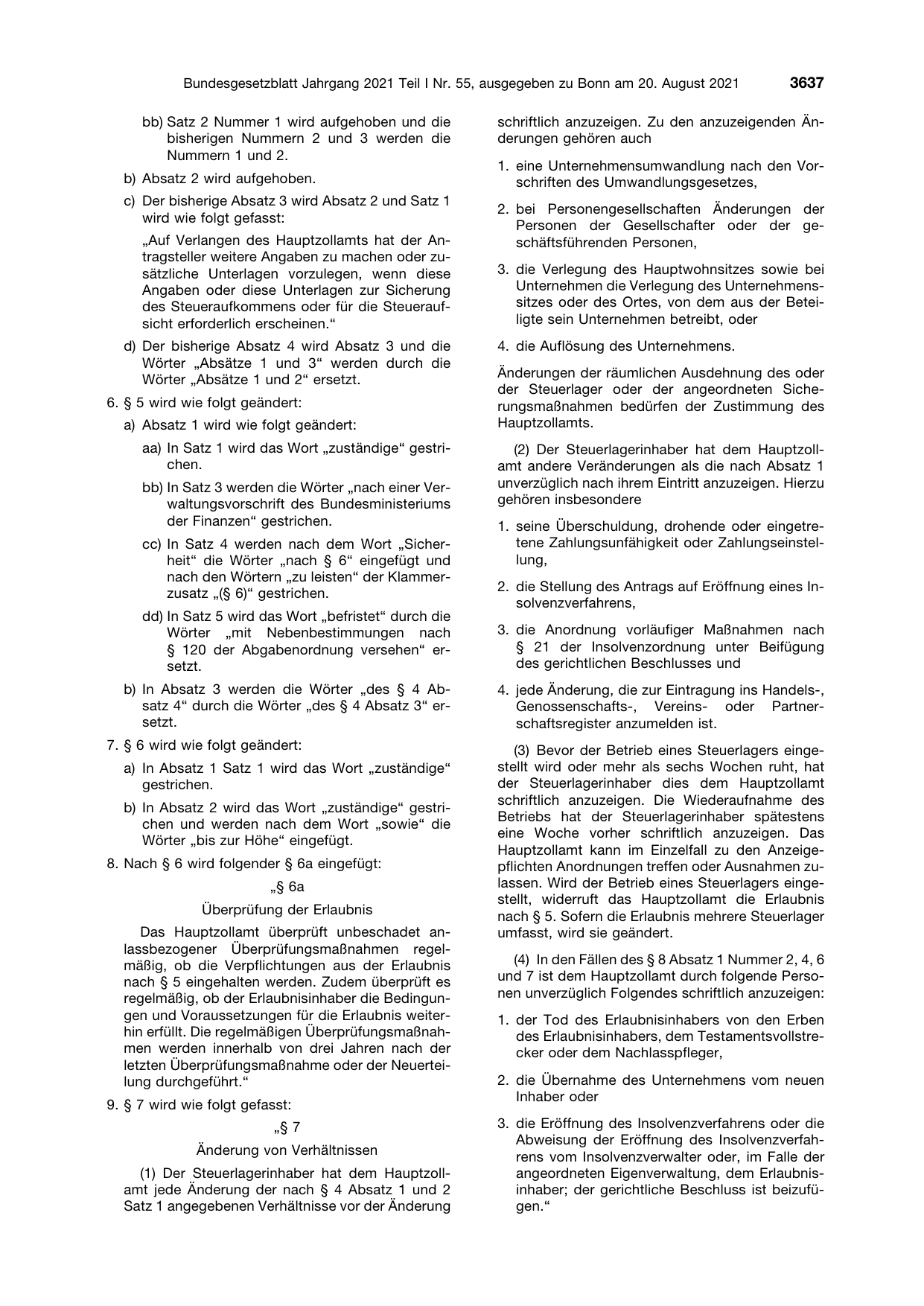 BGBl. 2021, Seite 3637 — Originalseite als Abbildung