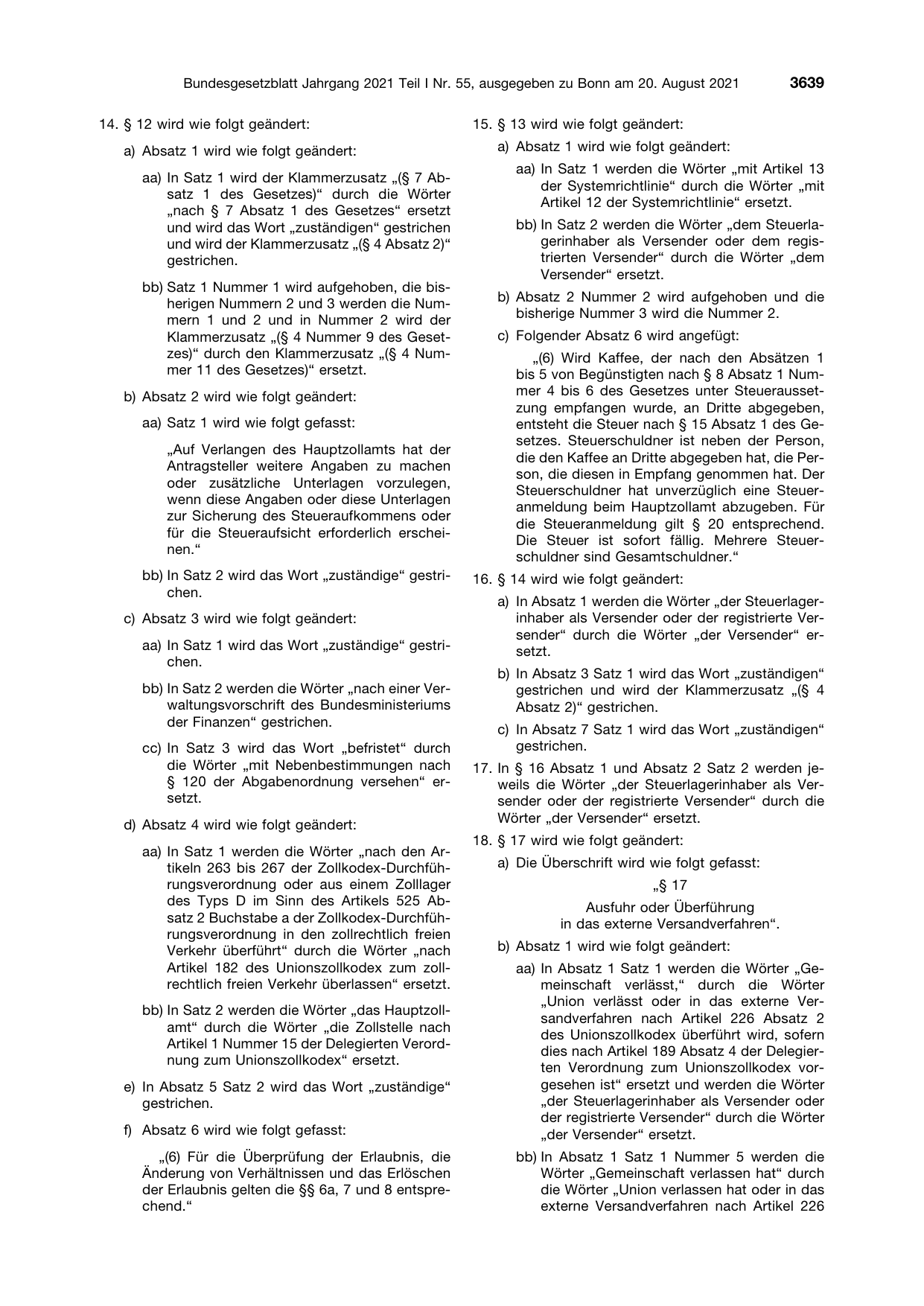 BGBl. 2021, Seite 3639 — Originalseite als Abbildung