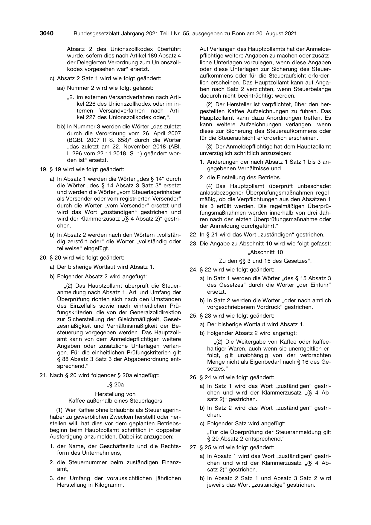 BGBl. 2021, Seite 3640 — Originalseite als Abbildung
