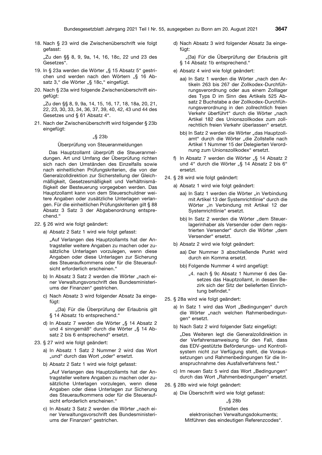 BGBl. 2021, Seite 3647 — Originalseite als Abbildung