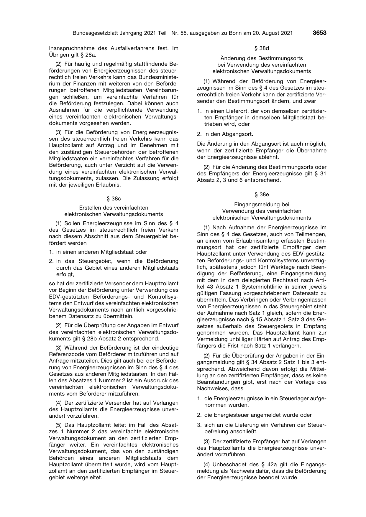 BGBl. 2021, Seite 3653 — Originalseite als Abbildung