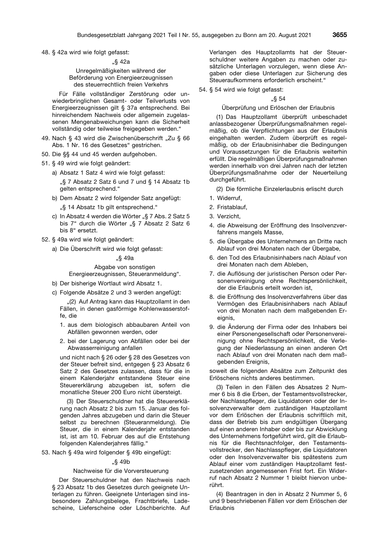 BGBl. 2021, Seite 3655 — Originalseite als Abbildung