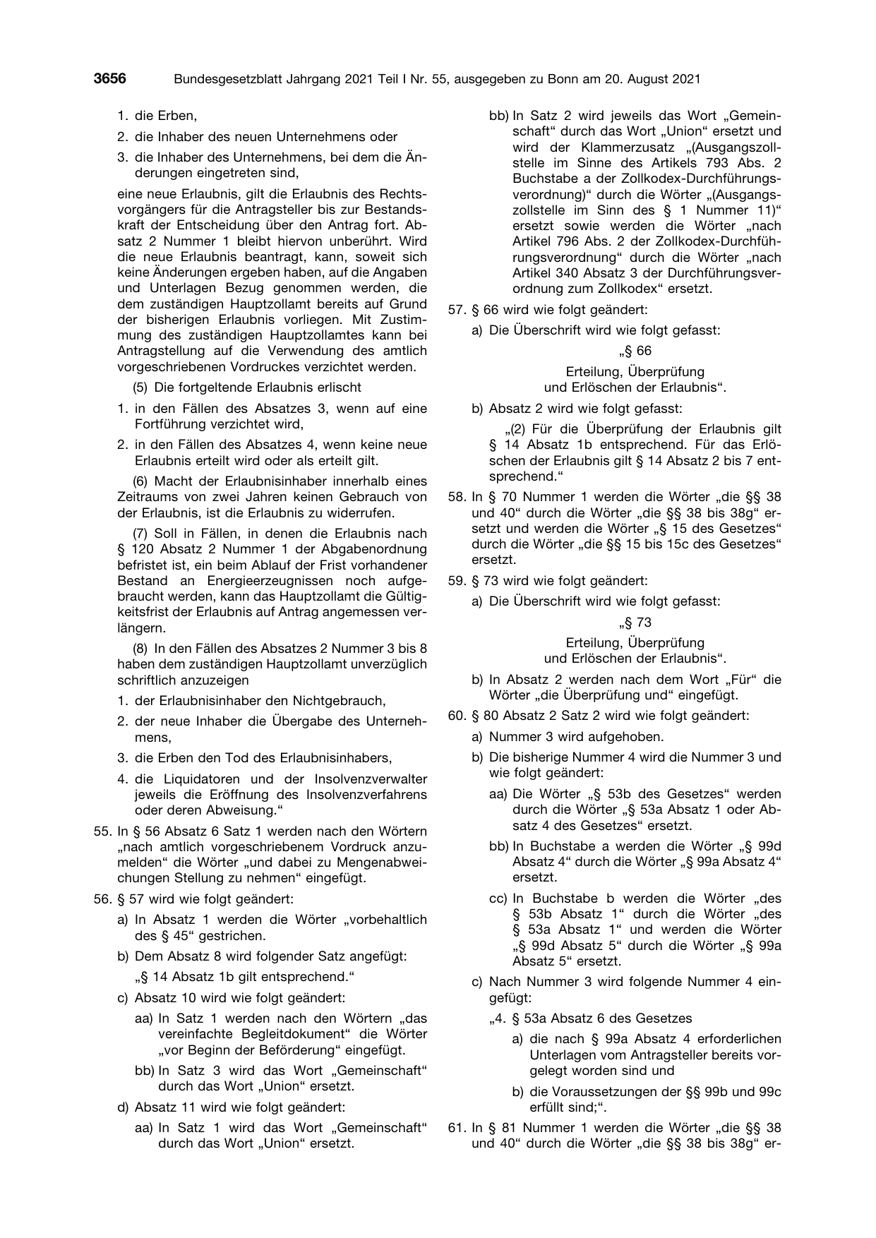 BGBl. 2021, Seite 3656 — Originalseite als Abbildung