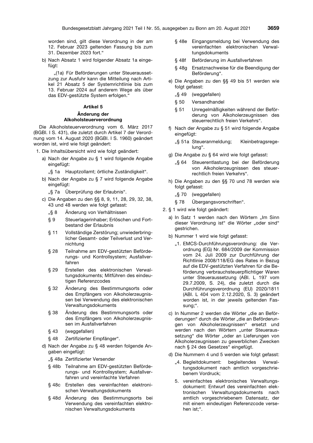BGBl. 2021, Seite 3659 — Originalseite als Abbildung