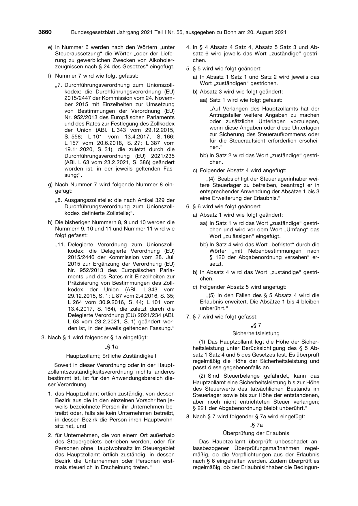 BGBl. 2021, Seite 3660 — Originalseite als Abbildung