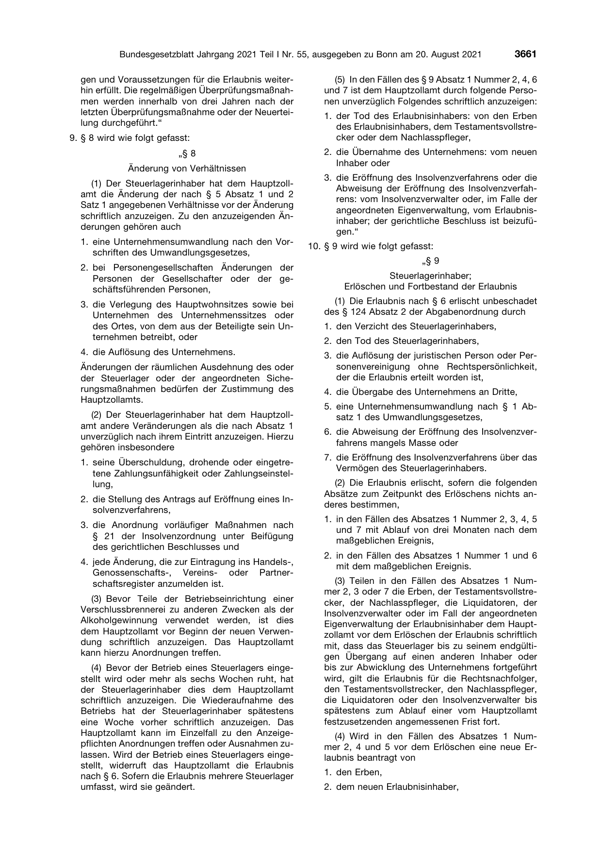 BGBl. 2021, Seite 3661 — Originalseite als Abbildung