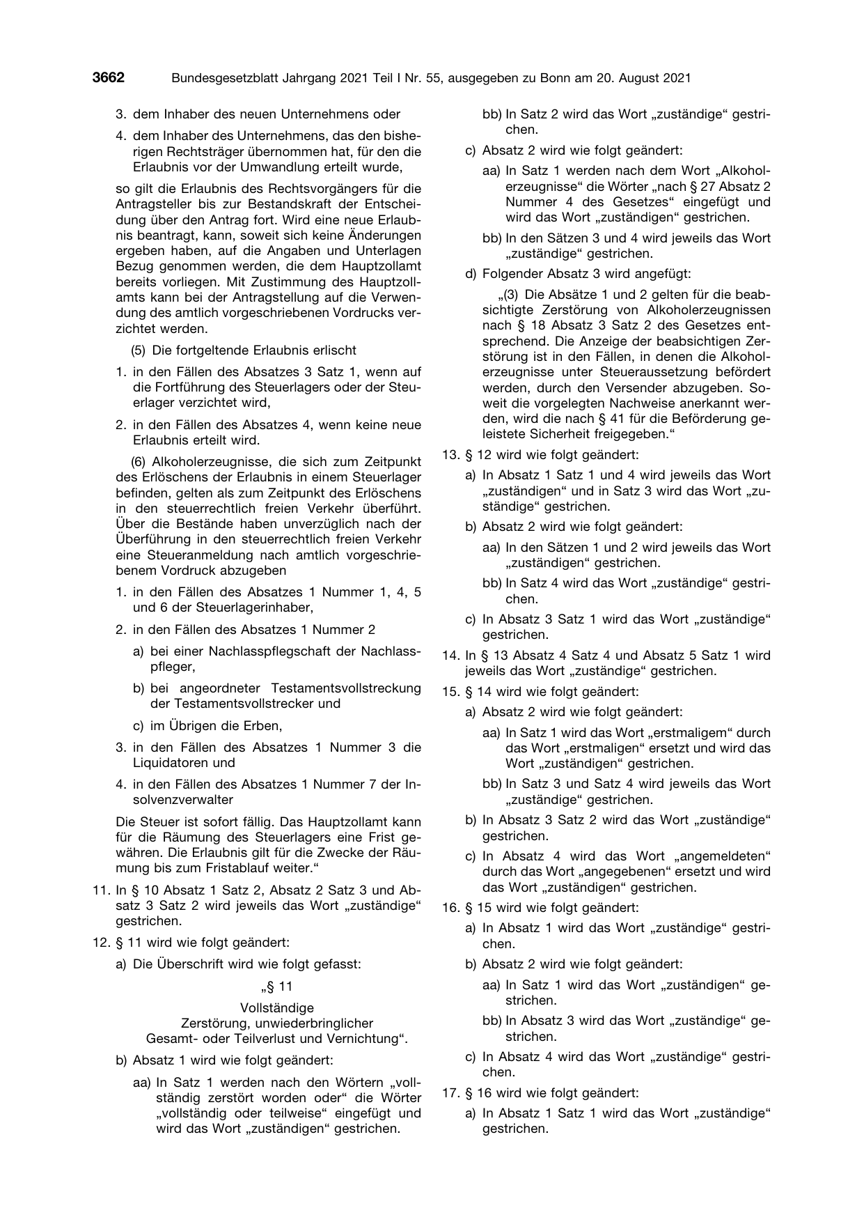BGBl. 2021, Seite 3662 — Originalseite als Abbildung