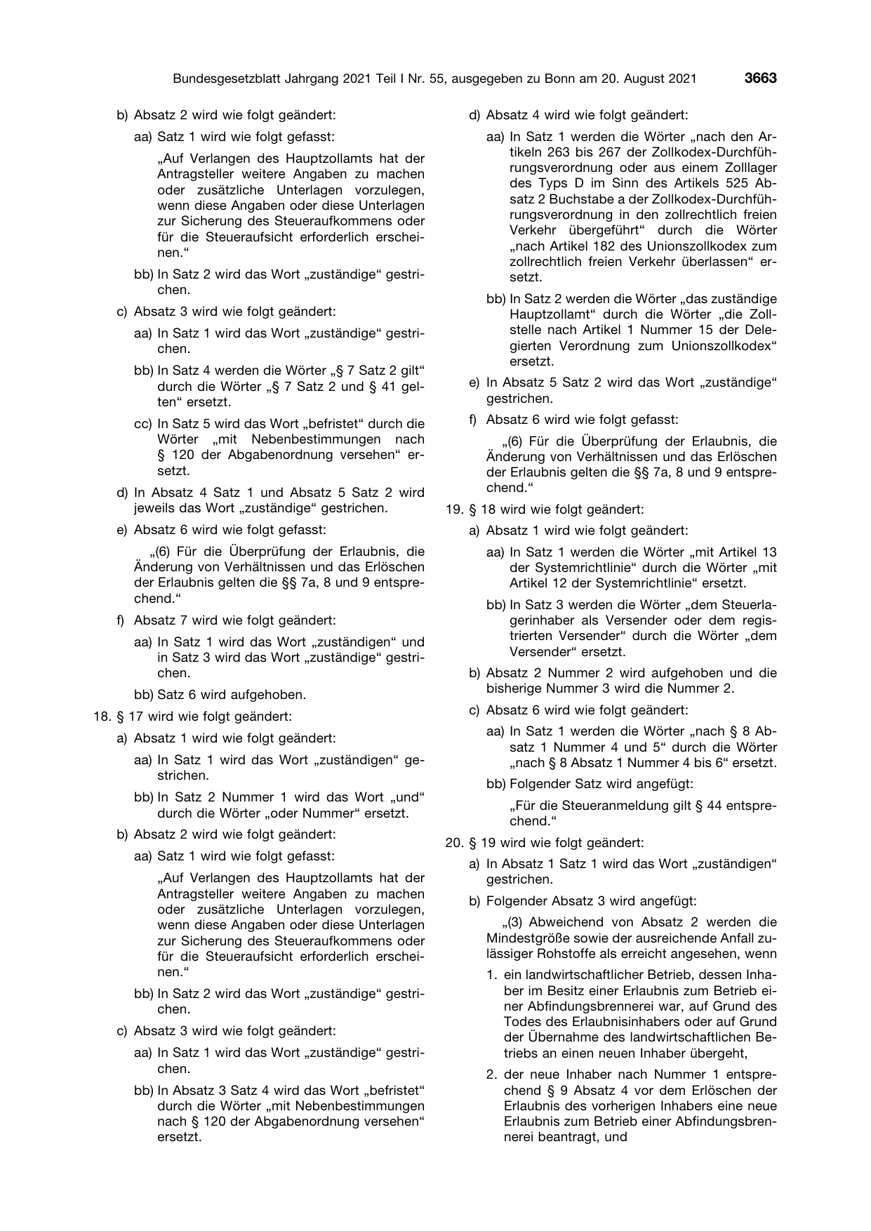BGBl. 2021, Seite 3663 — Originalseite als Abbildung