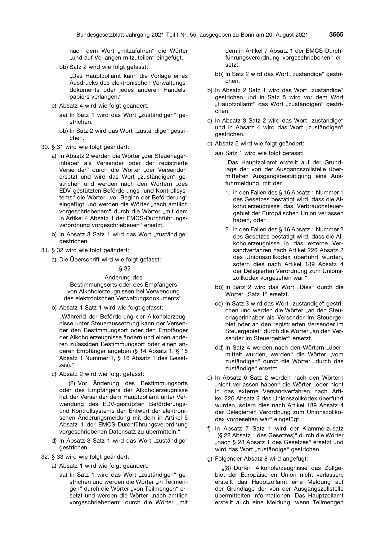 BGBl. 2021, Seite 3665 — Originalseite als Abbildung