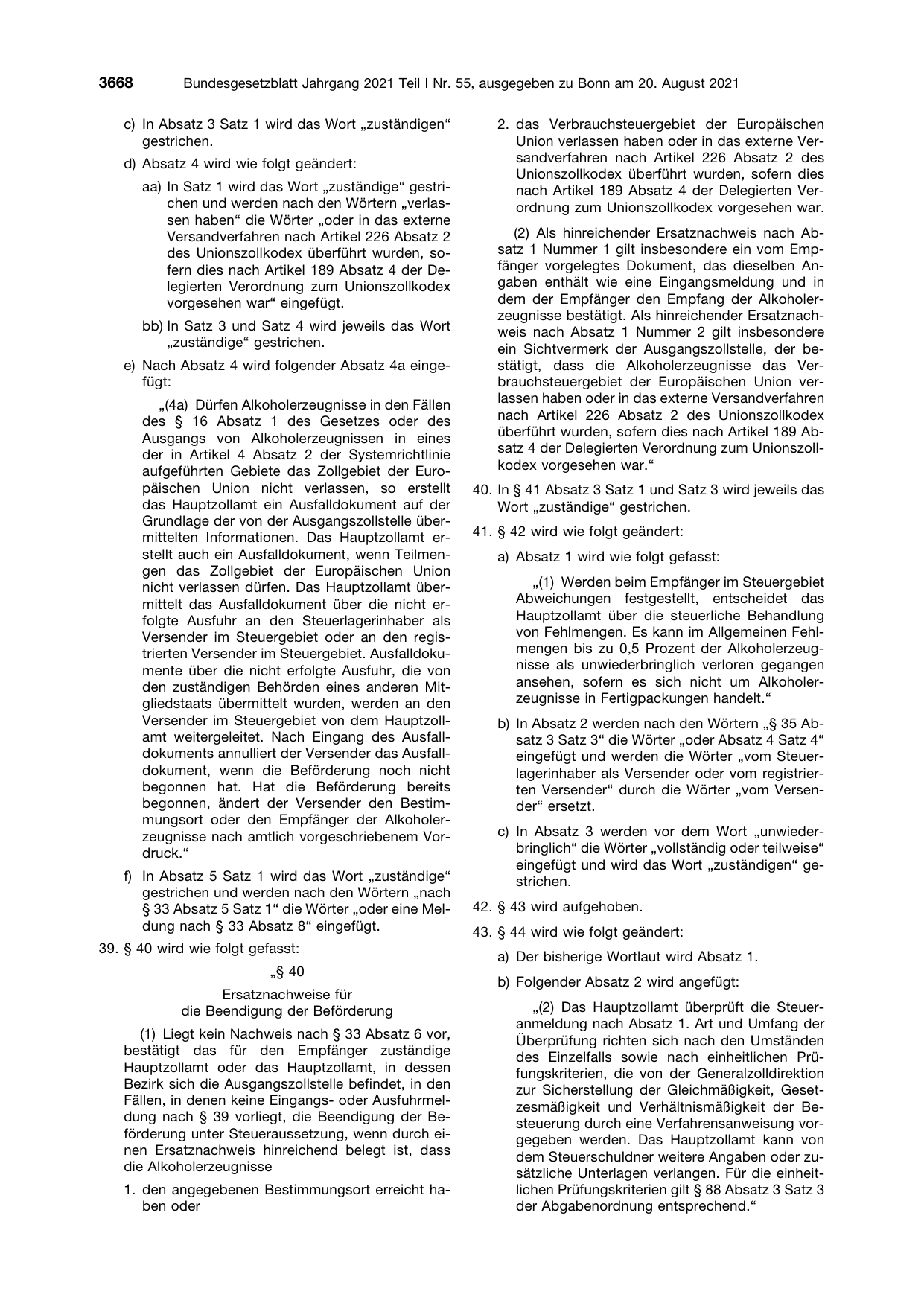 BGBl. 2021, Seite 3668 — Originalseite als Abbildung