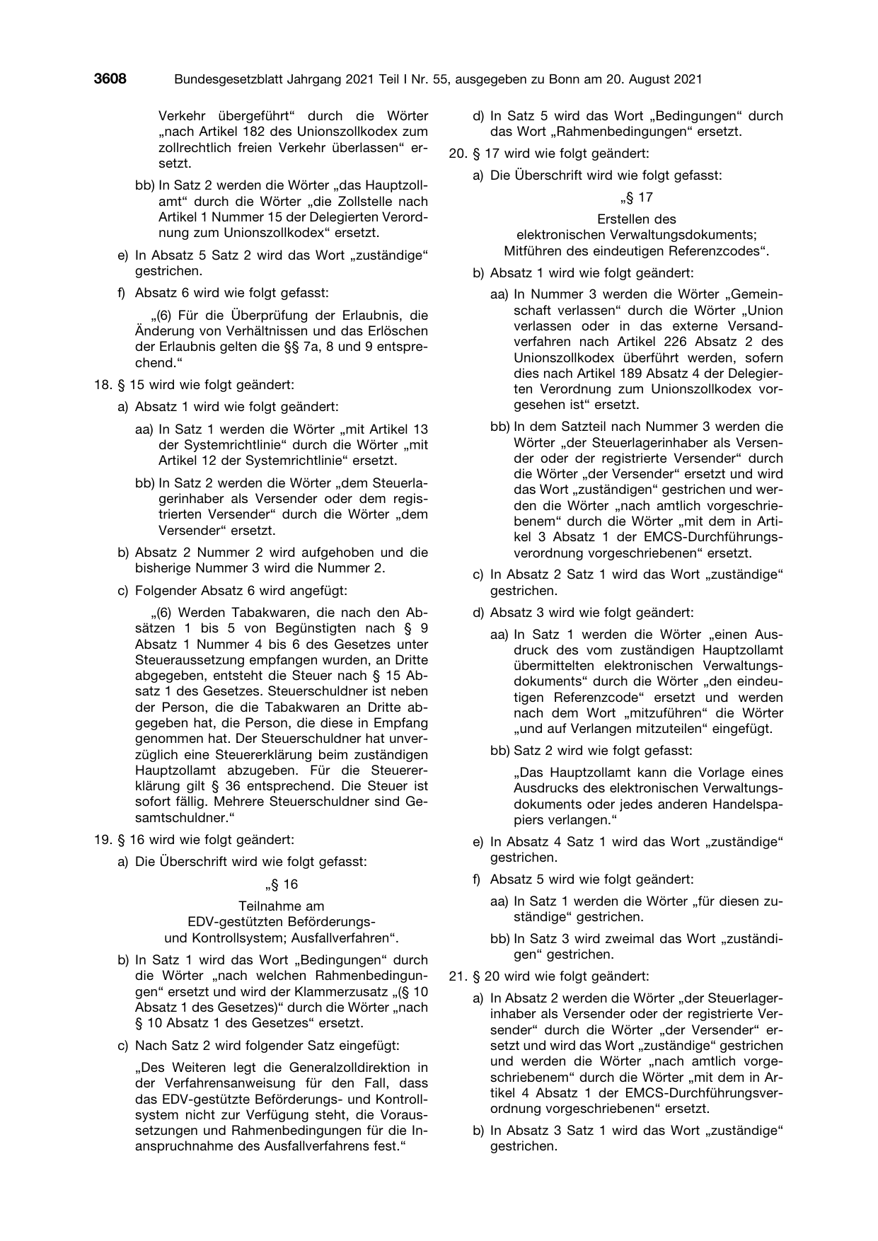 BGBl. 2021, Seite 3608 — Originalseite als Abbildung