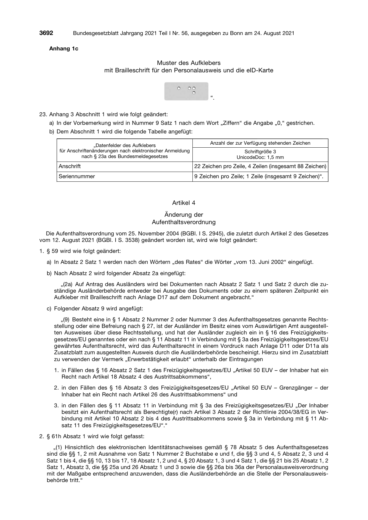 BGBl. 2021, Seite 3692 — Originalseite als Abbildung