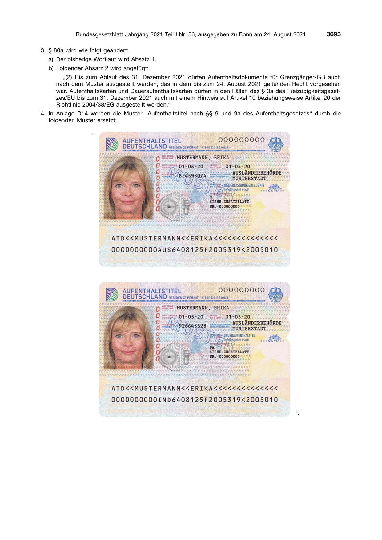 BGBl. 2021, Seite 3693 — Originalseite als Abbildung