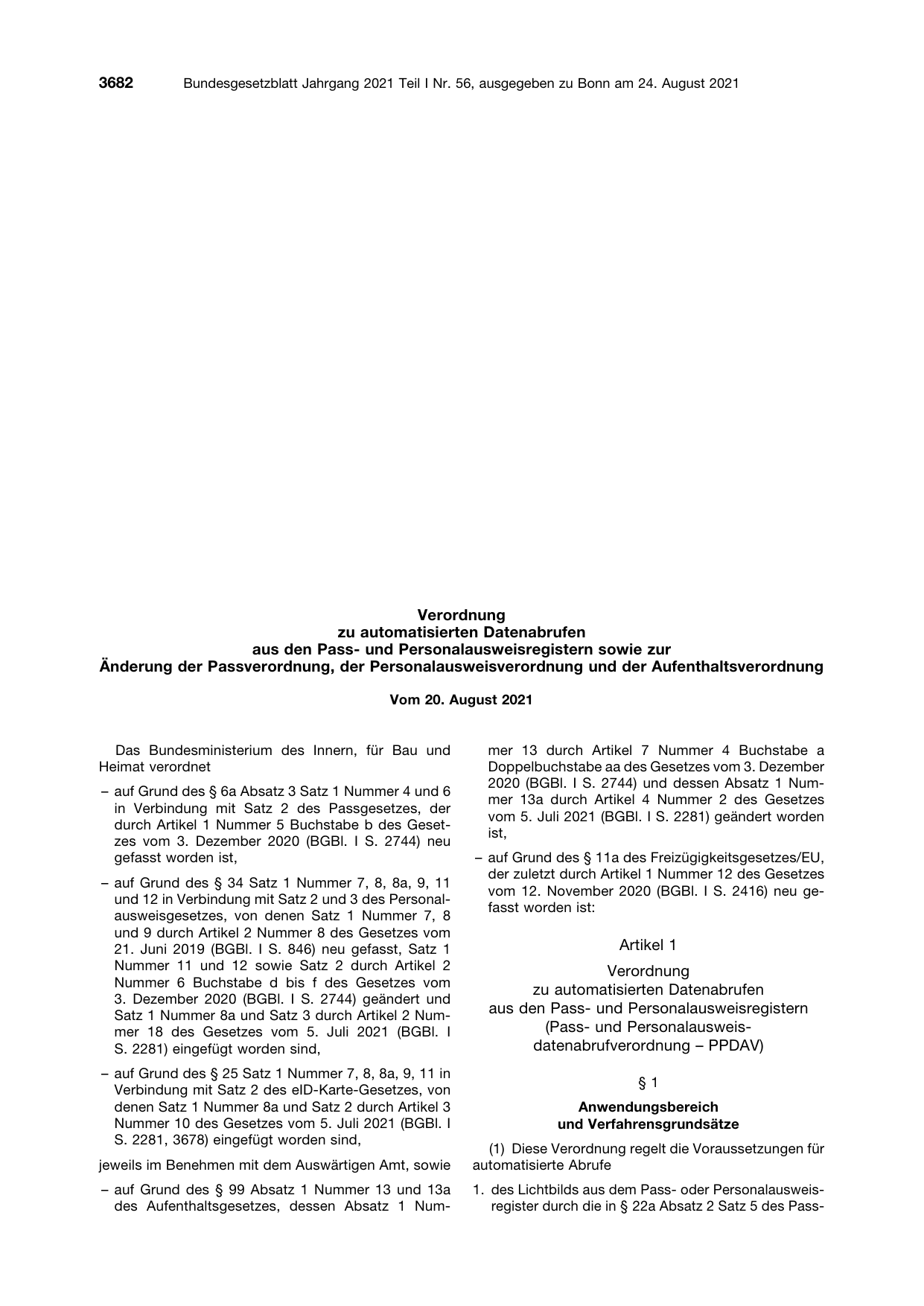 BGBl. 2021, Seite 3682 — Originalseite als Abbildung