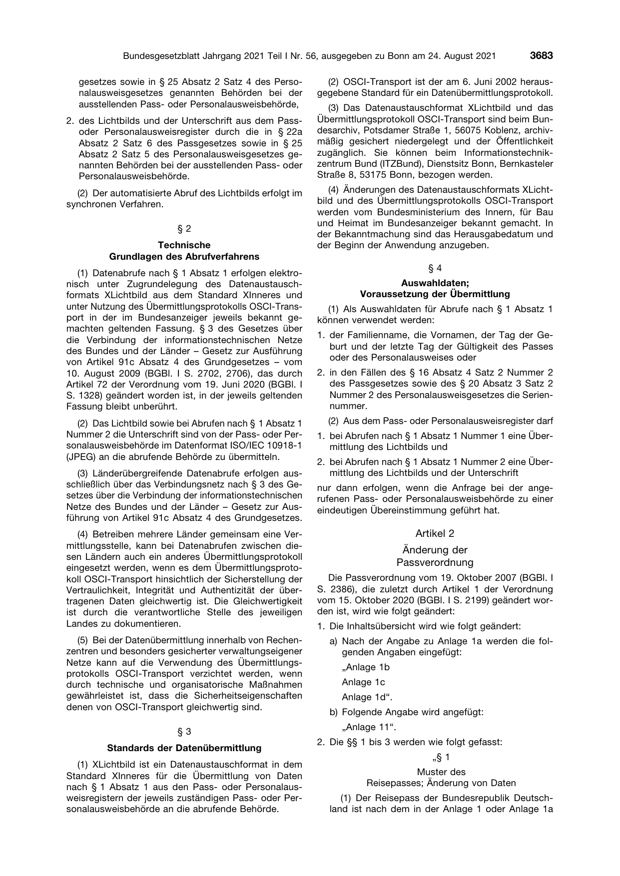 BGBl. 2021, Seite 3683 — Originalseite als Abbildung