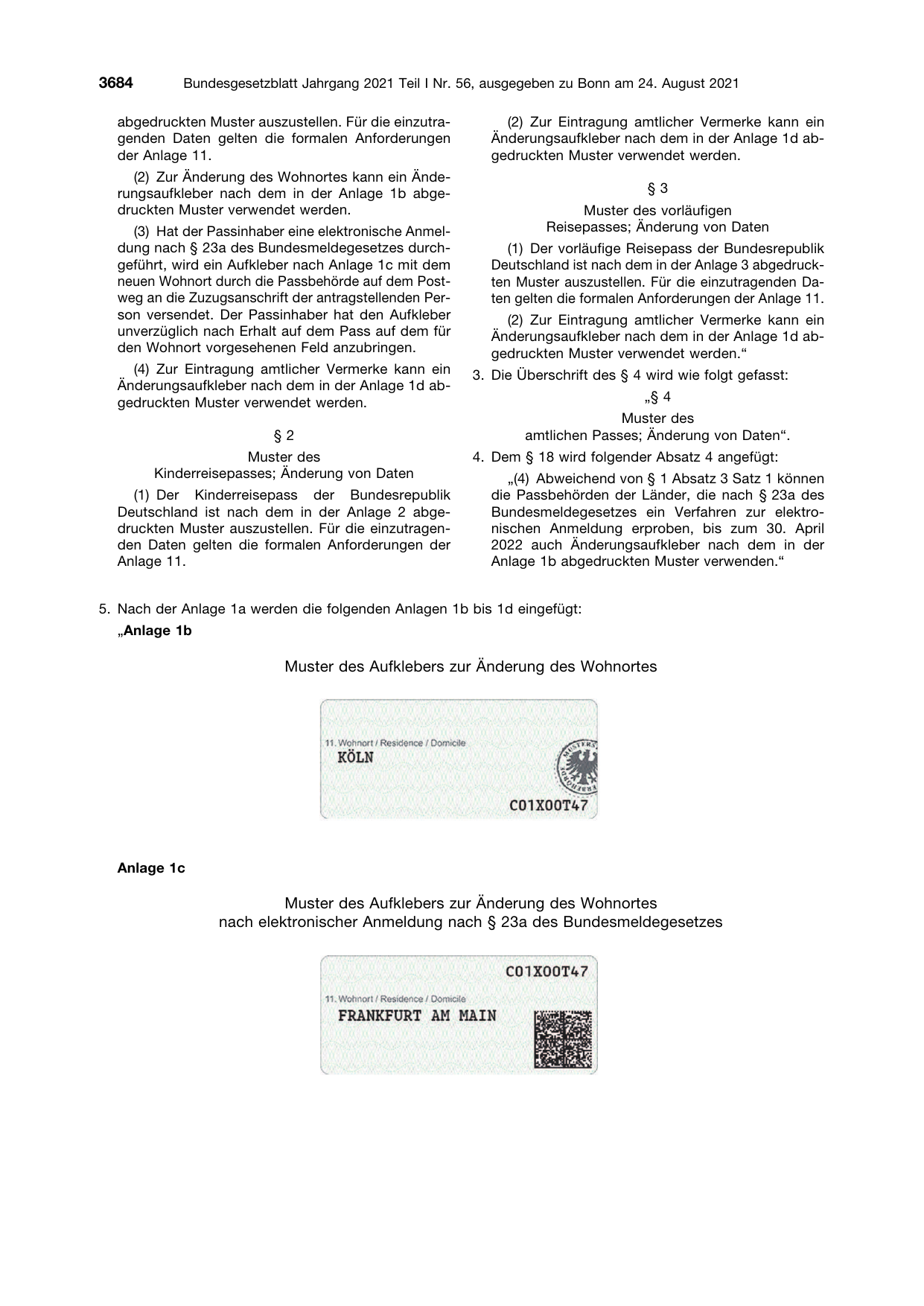 BGBl. 2021, Seite 3684 — Originalseite als Abbildung