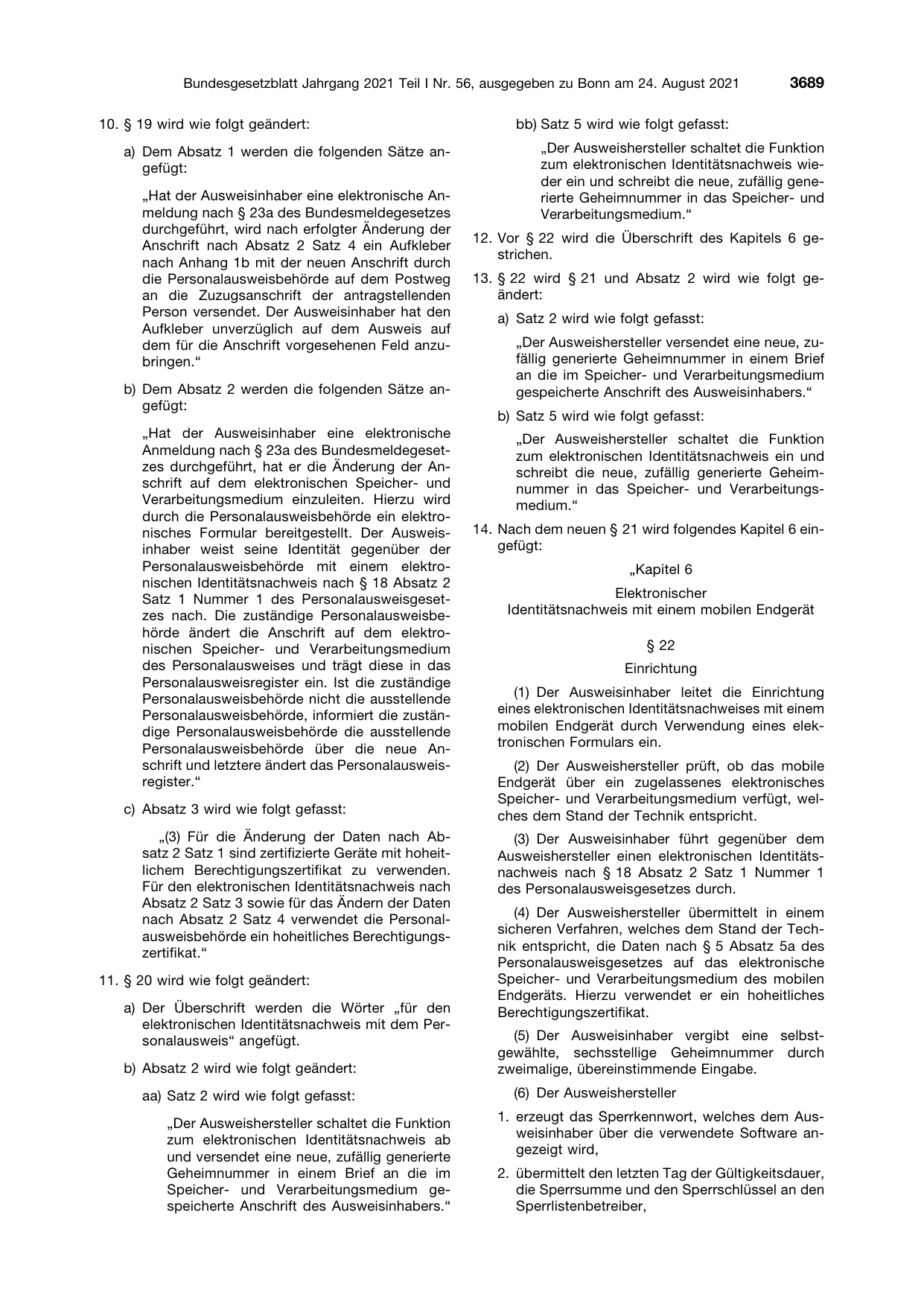 BGBl. 2021, Seite 3689 — Originalseite als Abbildung