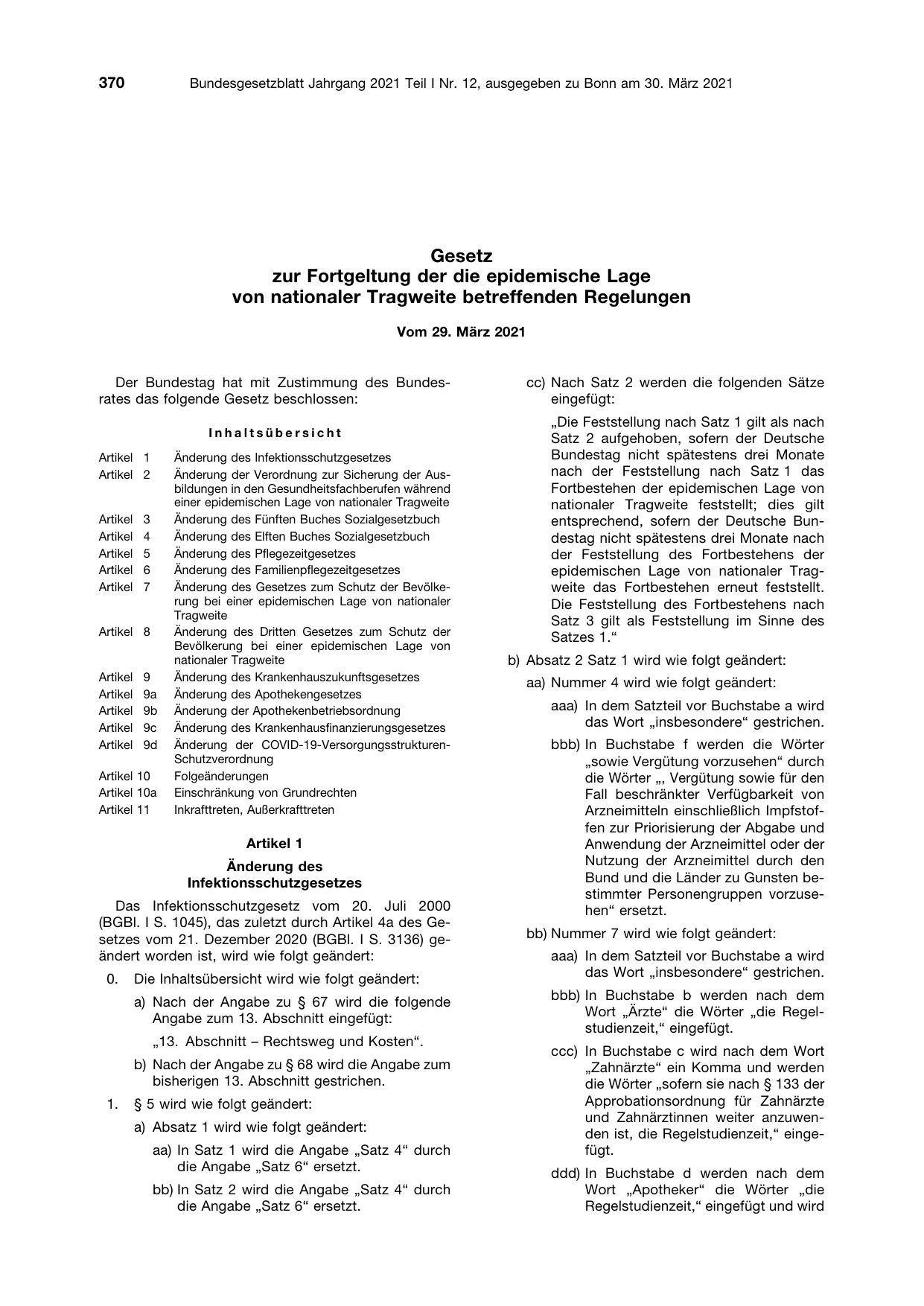 BGBl. 2021, Seite 370 — Originalseite als Abbildung