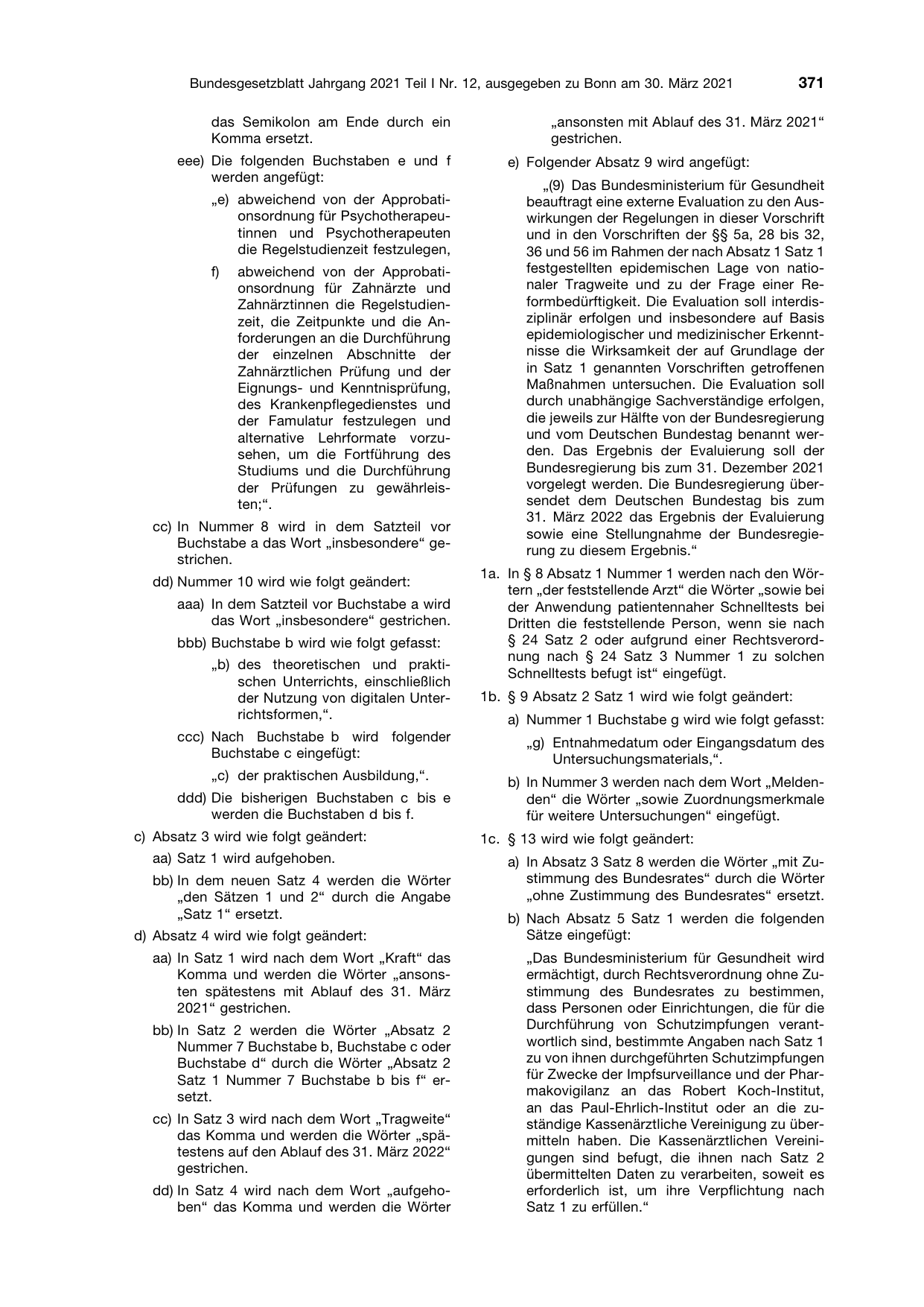 BGBl. 2021, Seite 371 — Originalseite als Abbildung