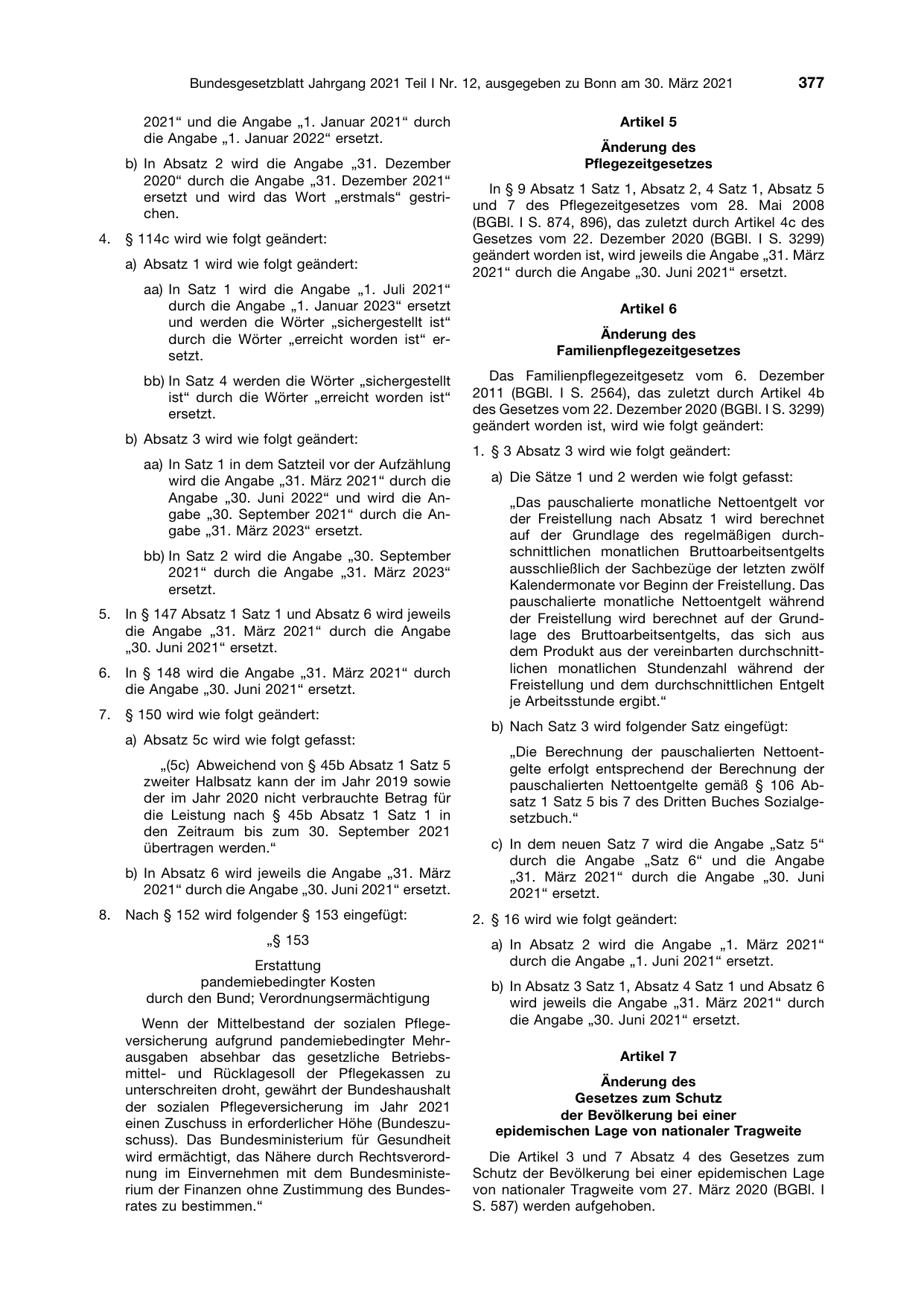 BGBl. 2021, Seite 377 — Originalseite als Abbildung
