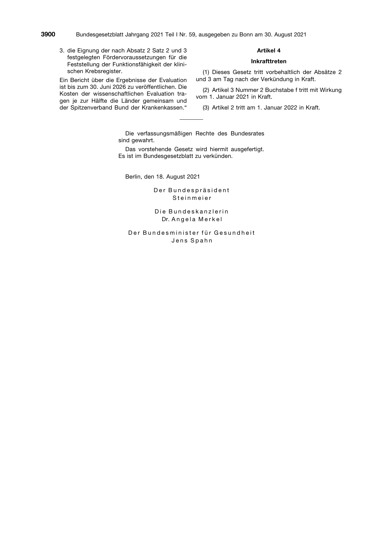 BGBl. 2021, Seite 3900 — Originalseite als Abbildung