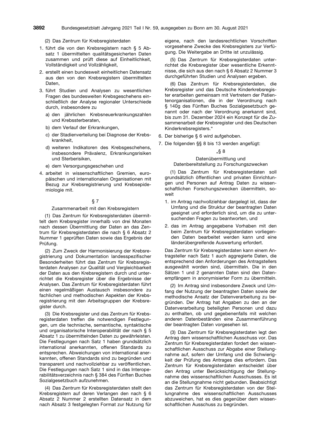 BGBl. 2021, Seite 3892 — Originalseite als Abbildung