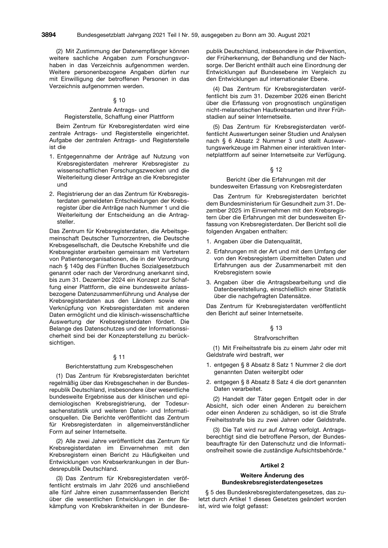 BGBl. 2021, Seite 3894 — Originalseite als Abbildung