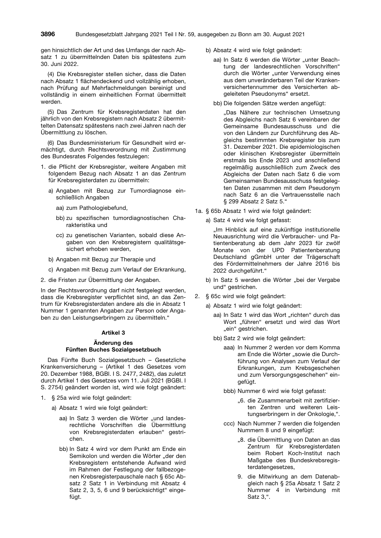 BGBl. 2021, Seite 3896 — Originalseite als Abbildung