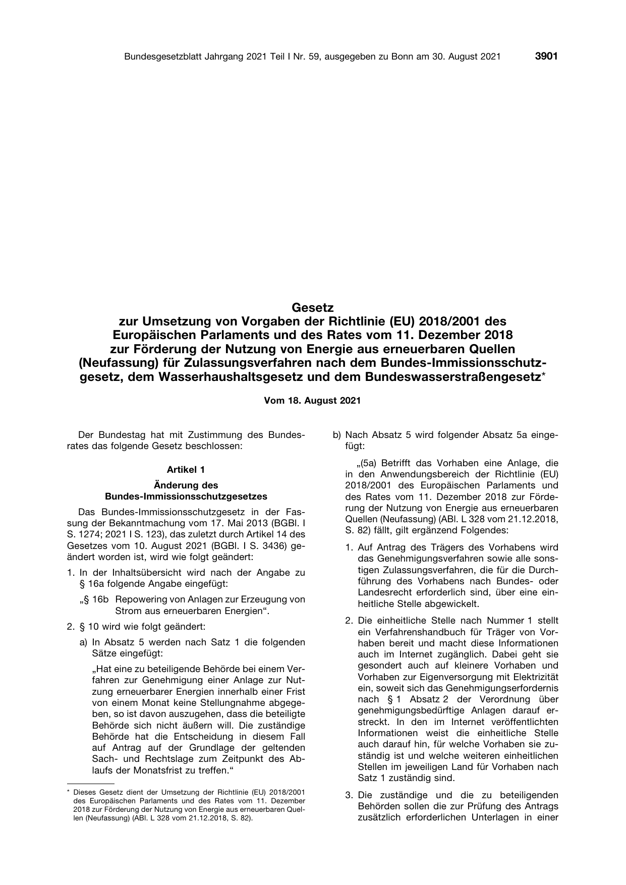 BGBl. 2021, Seite 3901 — Originalseite als Abbildung