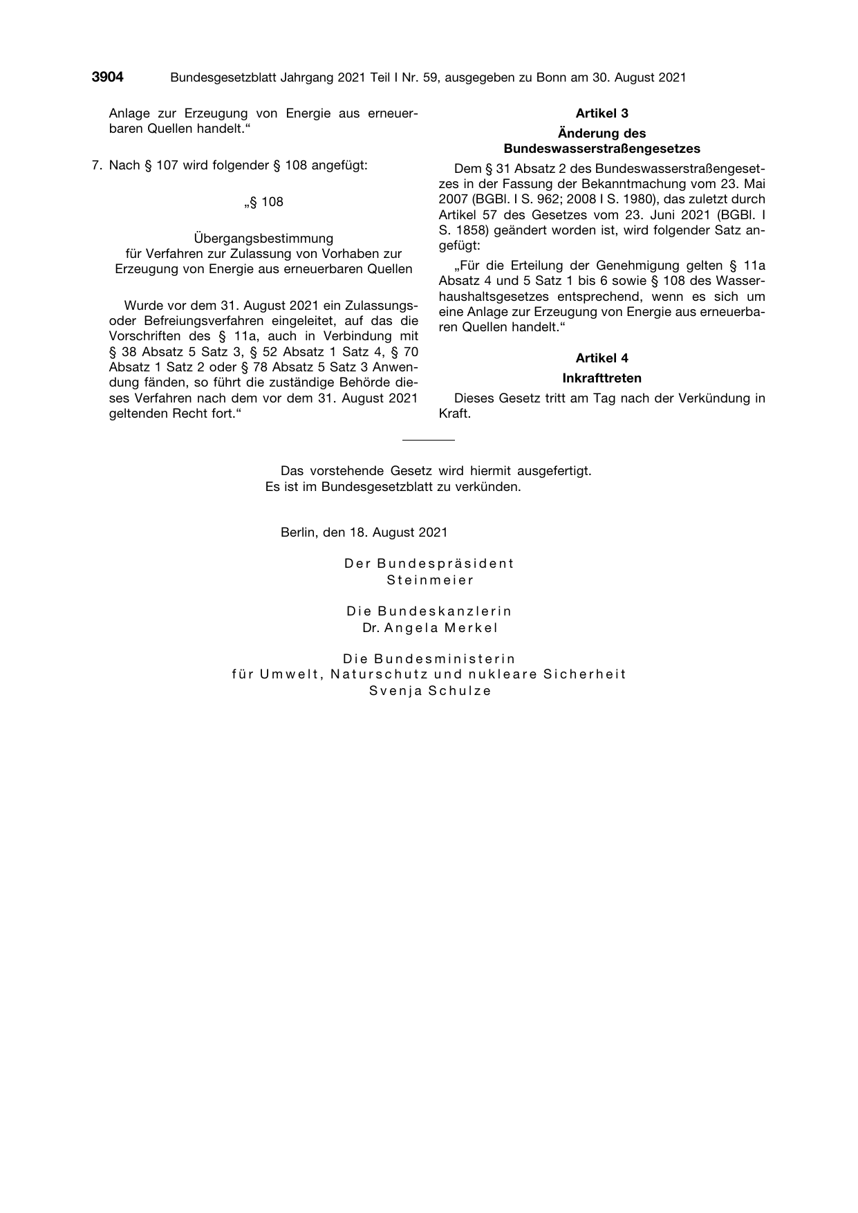BGBl. 2021, Seite 3904 — Originalseite als Abbildung