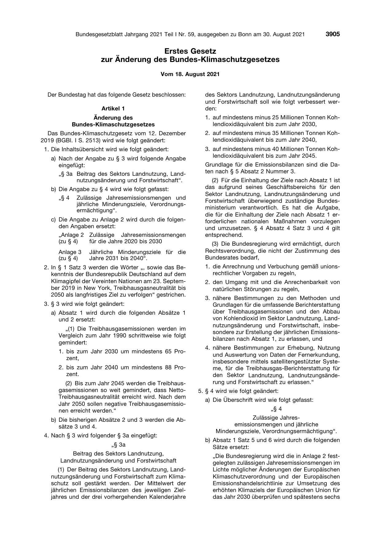 BGBl. 2021, Seite 3905 — Originalseite als Abbildung