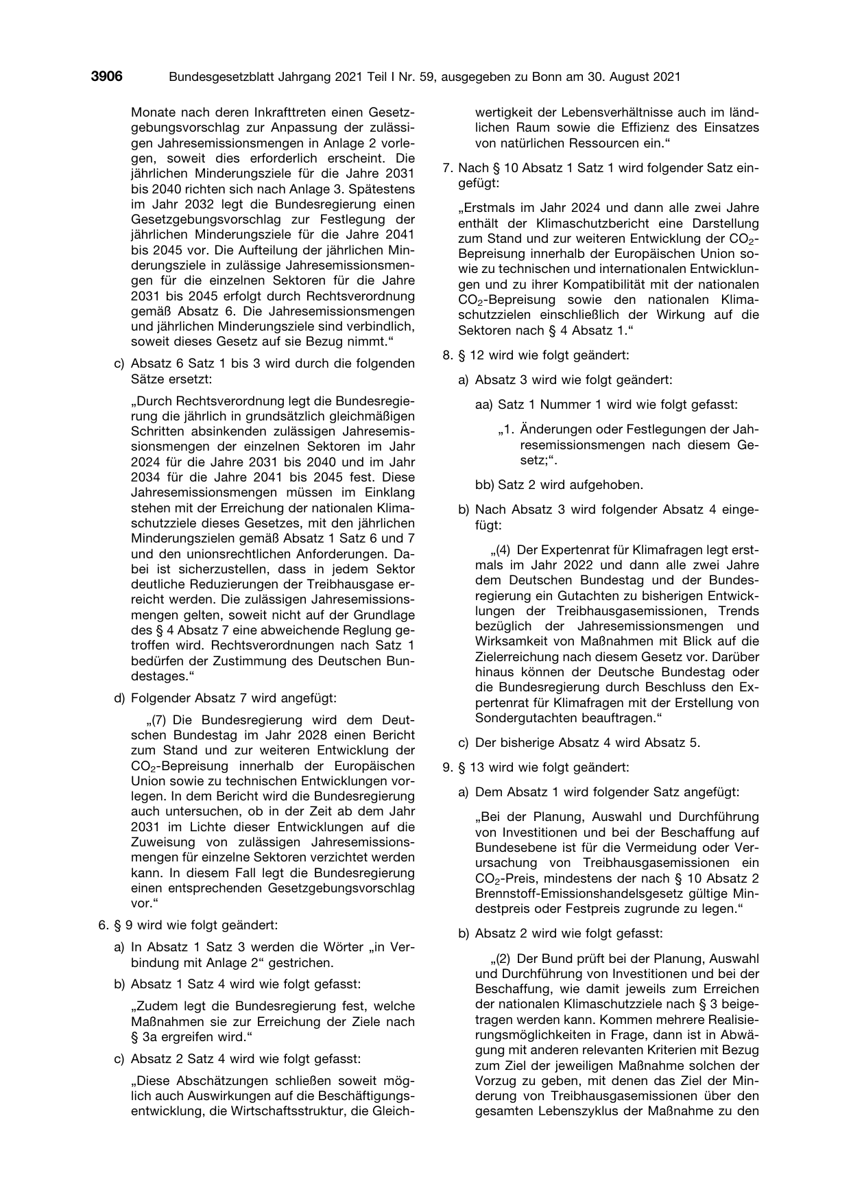 BGBl. 2021, Seite 3906 — Originalseite als Abbildung