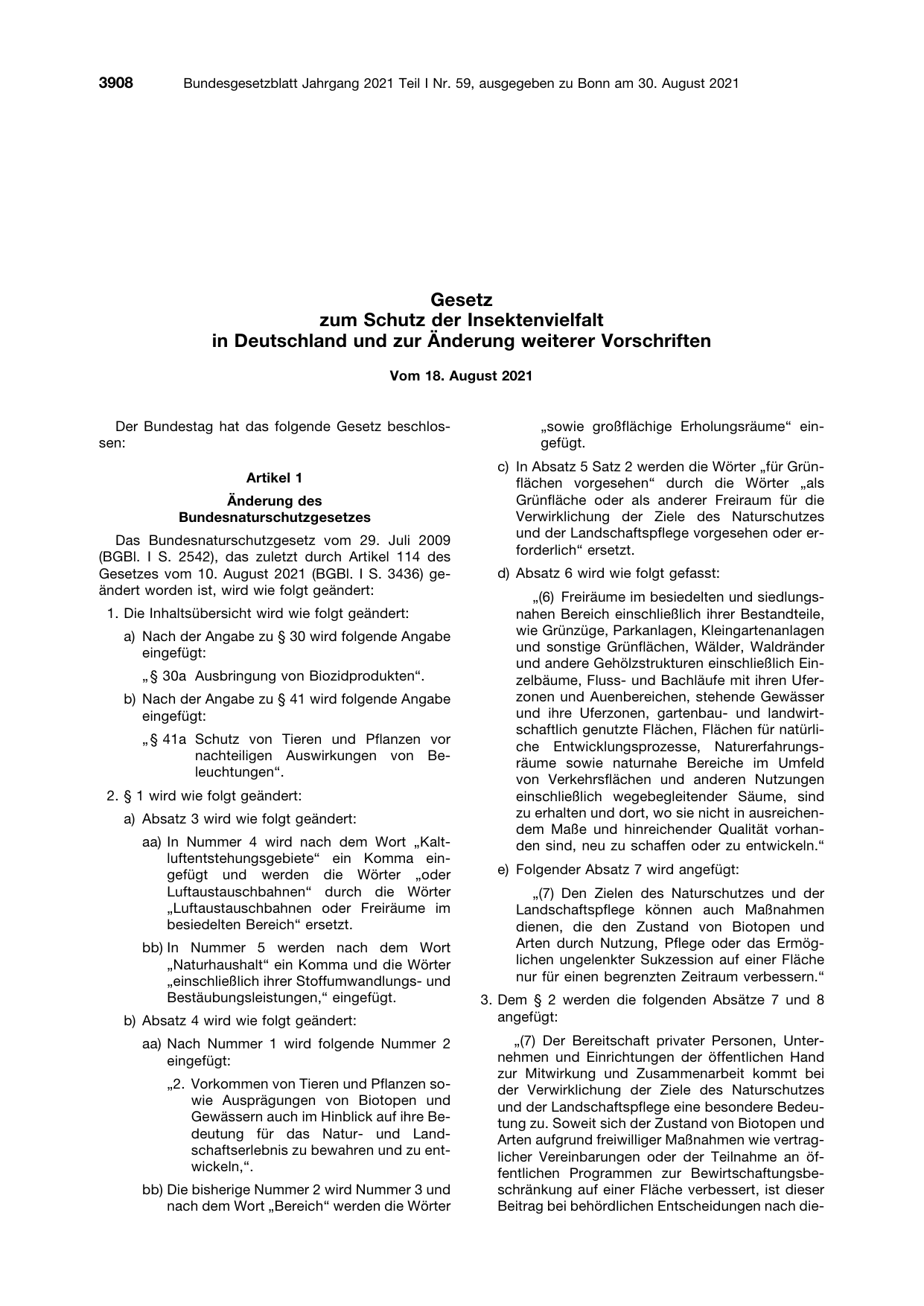 BGBl. 2021, Seite 3908 — Originalseite als Abbildung