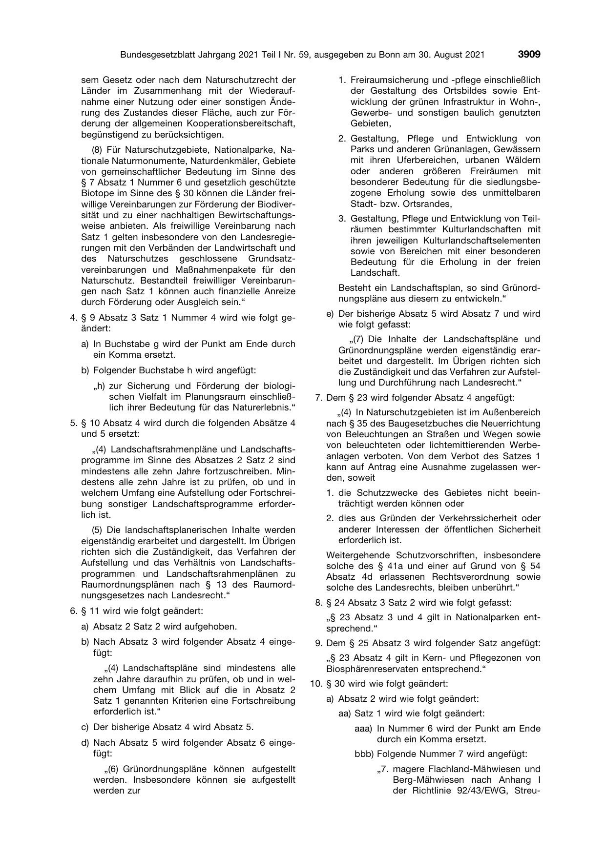 BGBl. 2021, Seite 3909 — Originalseite als Abbildung